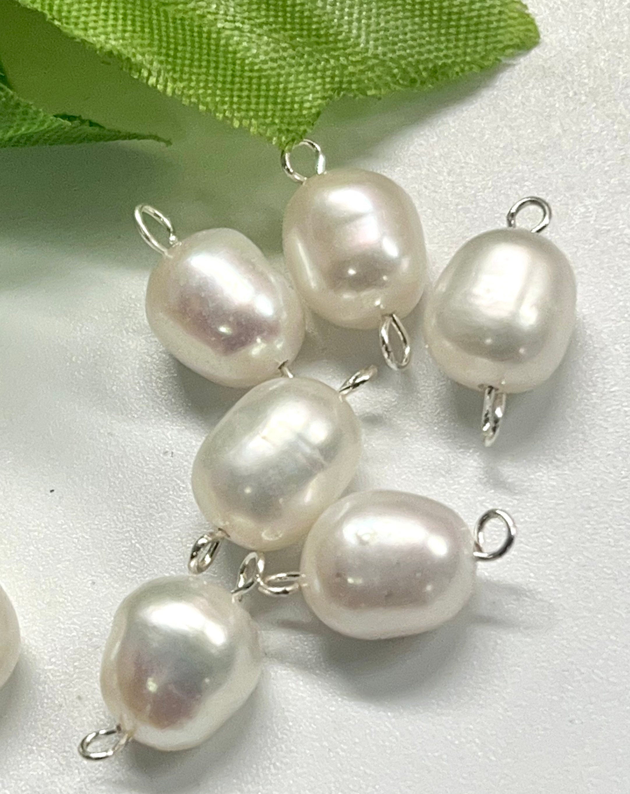 2pc 8-9mm Freshwater Pearl Dangle Pendant, DIY Making jewelry, baroque pearl Charm connection, 14k gold filled, 925 sterling silver USA made