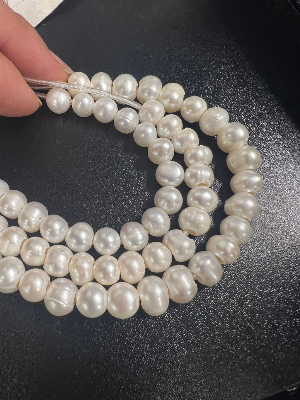 Large Hole 7.5-8.5mm Round  potato Ivory white Large Hole Freshwater Pearl, 10pc set 2.2mm 3mm hole SALE 40% OFF #LH820085 New Arrival