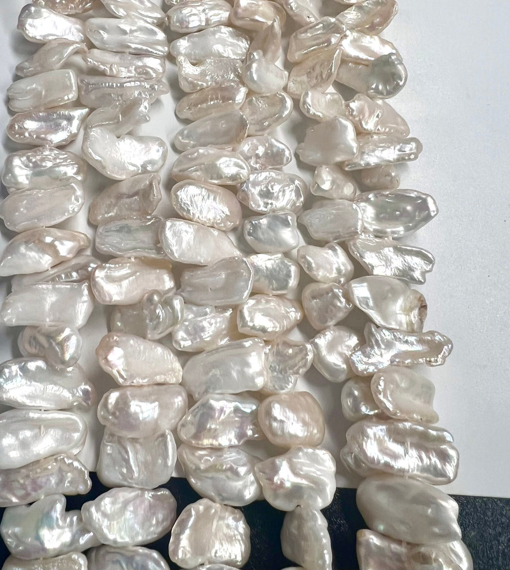 AAA 10X20mm Ivory Natural Biwa Pearls Side drilled baroque biwa stick pearls, half strand 7" 18+ pieces beads, for designer #CB6208