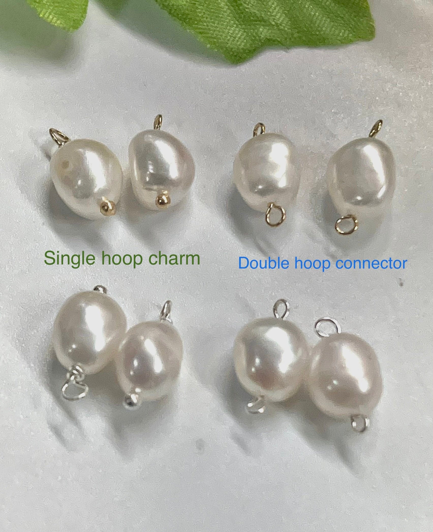 2pc 8-9mm Freshwater Pearl Dangle Pendant, DIY Making jewelry, baroque pearl Charm connection, 14k gold filled, 925 sterling silver USA made