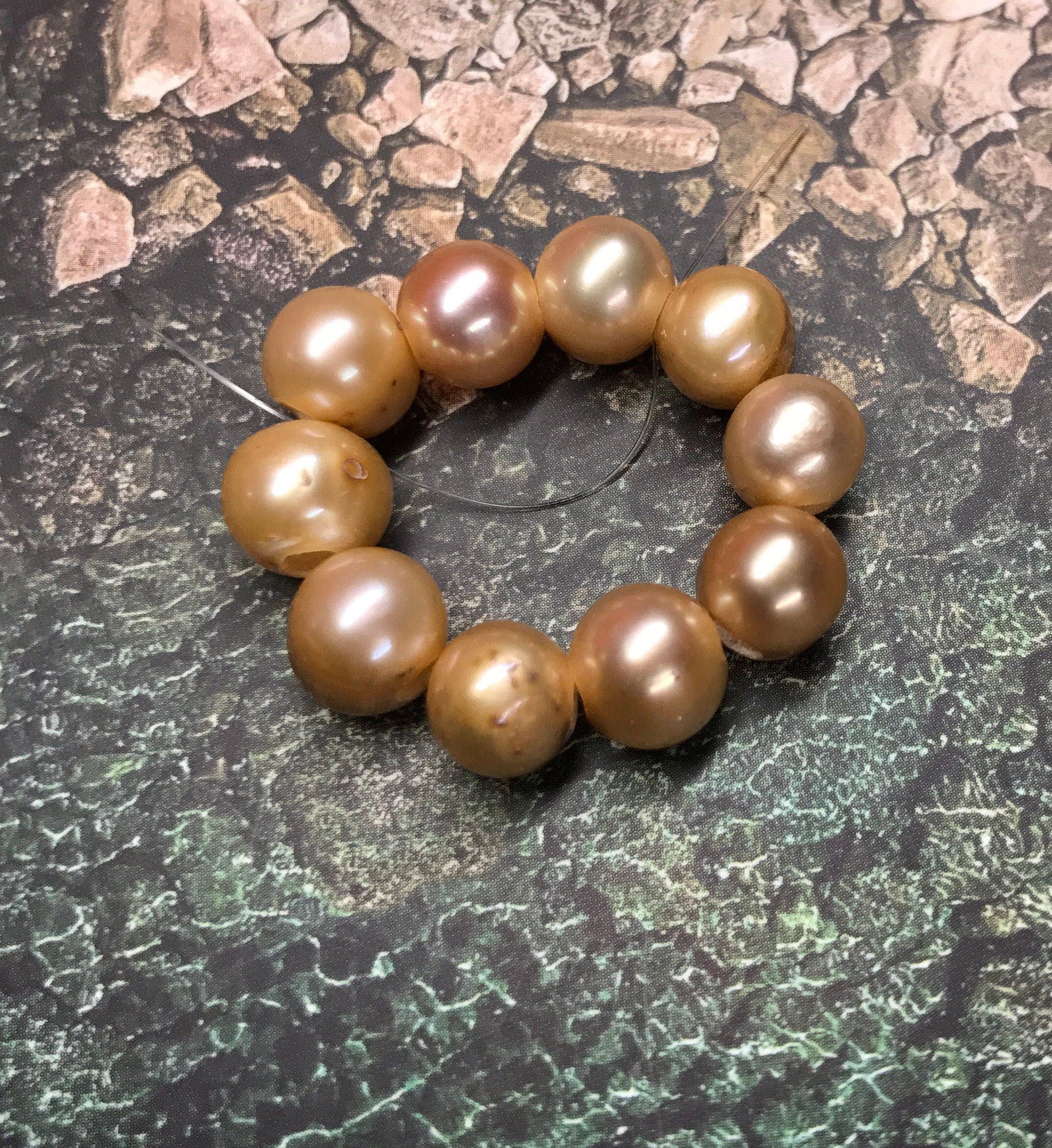 FLASH SALE, 7mm Freshwater Pearl, 2mm large hole , champagne yellow color, pearl deal, clearance sale, up to 80% off----002