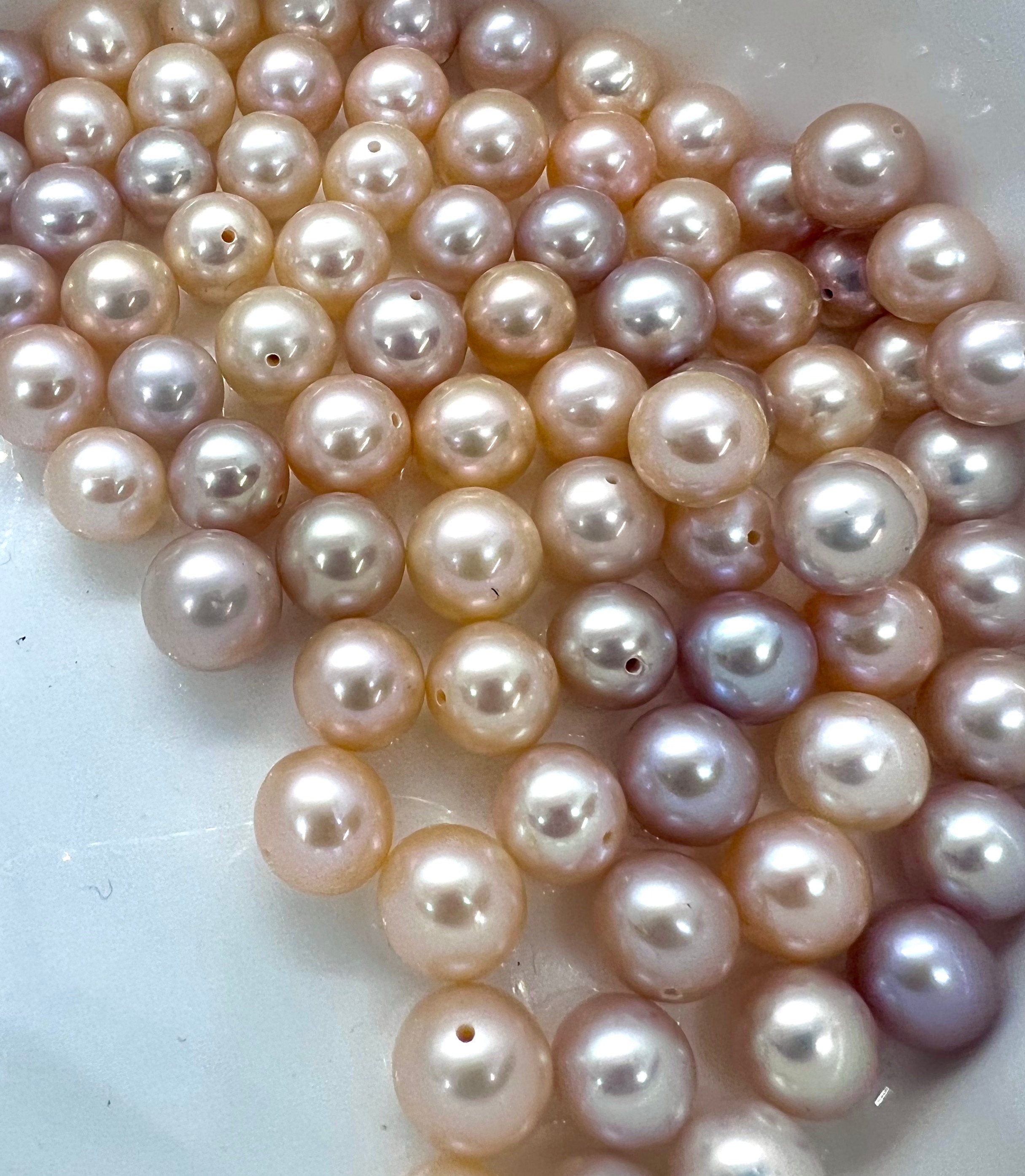 2pc 8-9mm AAA+ Gem quality perfect round genuine pearl, luster pair natural Pinkish Levander champagned matched freshwater pearl LUXUARY