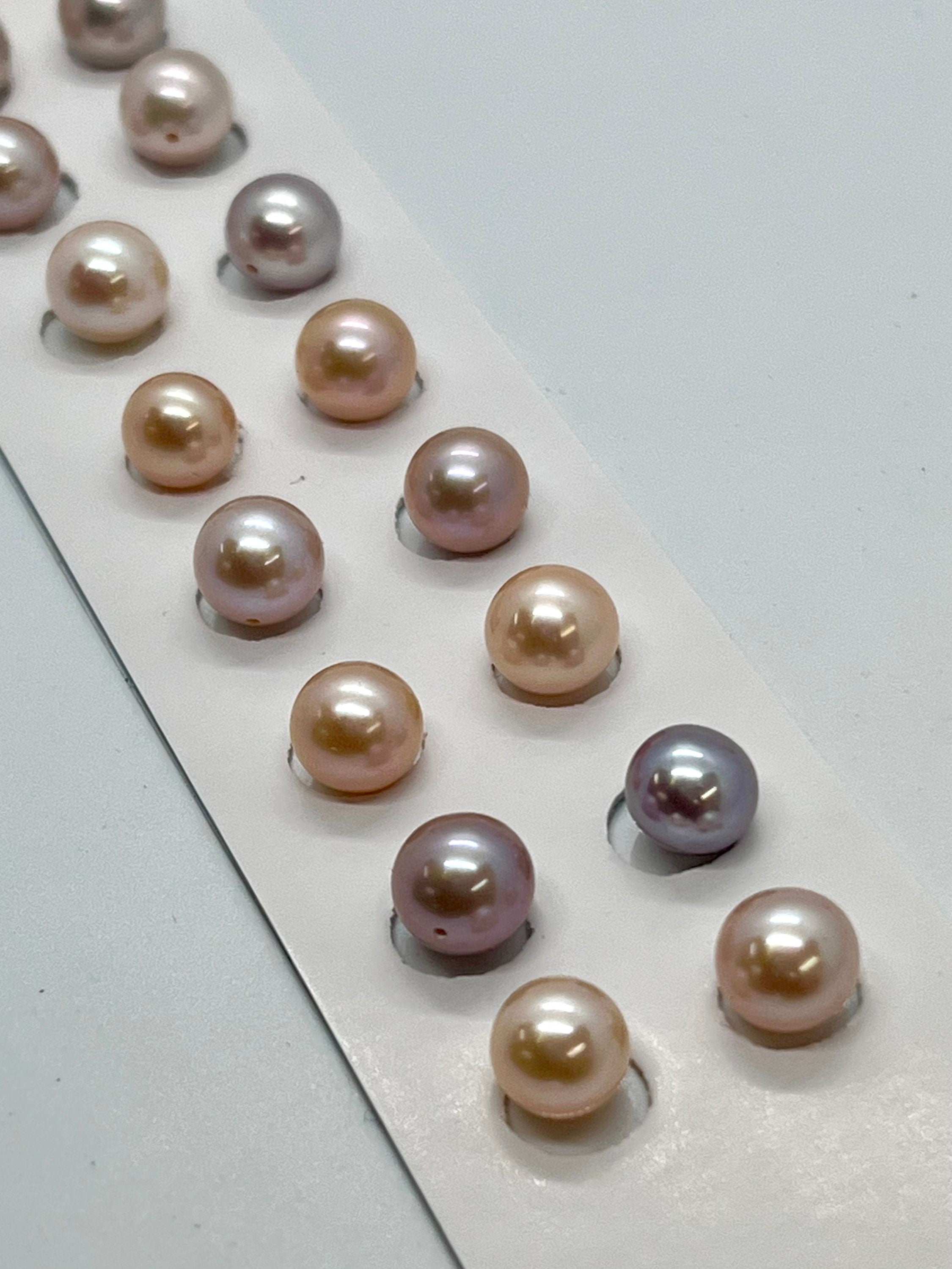 2pc 8-9mm AAA+ Gem quality perfect round genuine pearl, luster pair natural Pinkish Levander champagned matched freshwater pearl LUXUARY