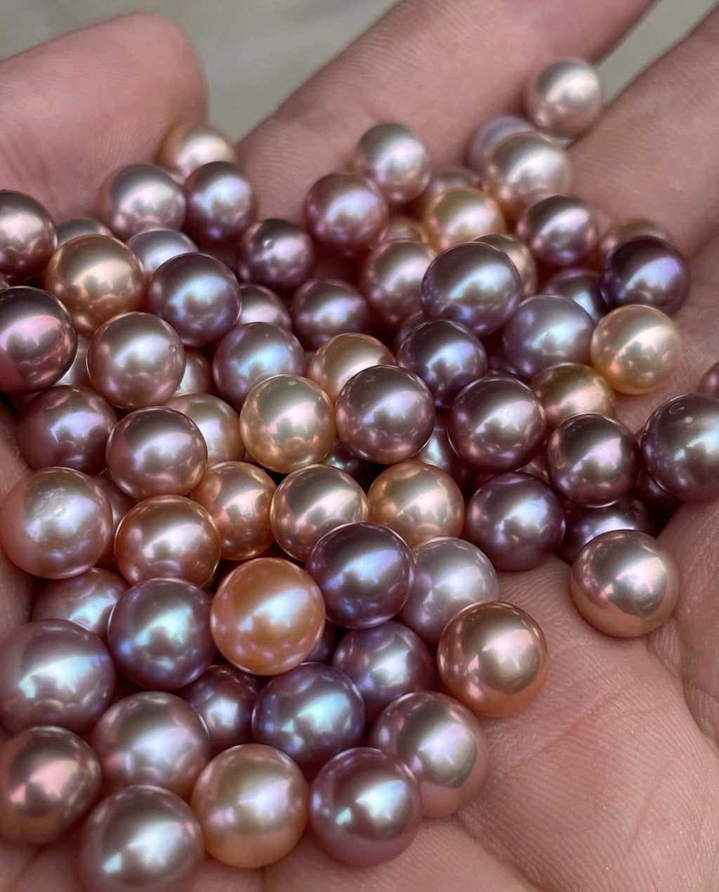 2pc 8-9mm AAA+ Gem quality perfect round genuine pearl, luster pair natural Pinkish Levander champagned matched freshwater pearl LUXUARY