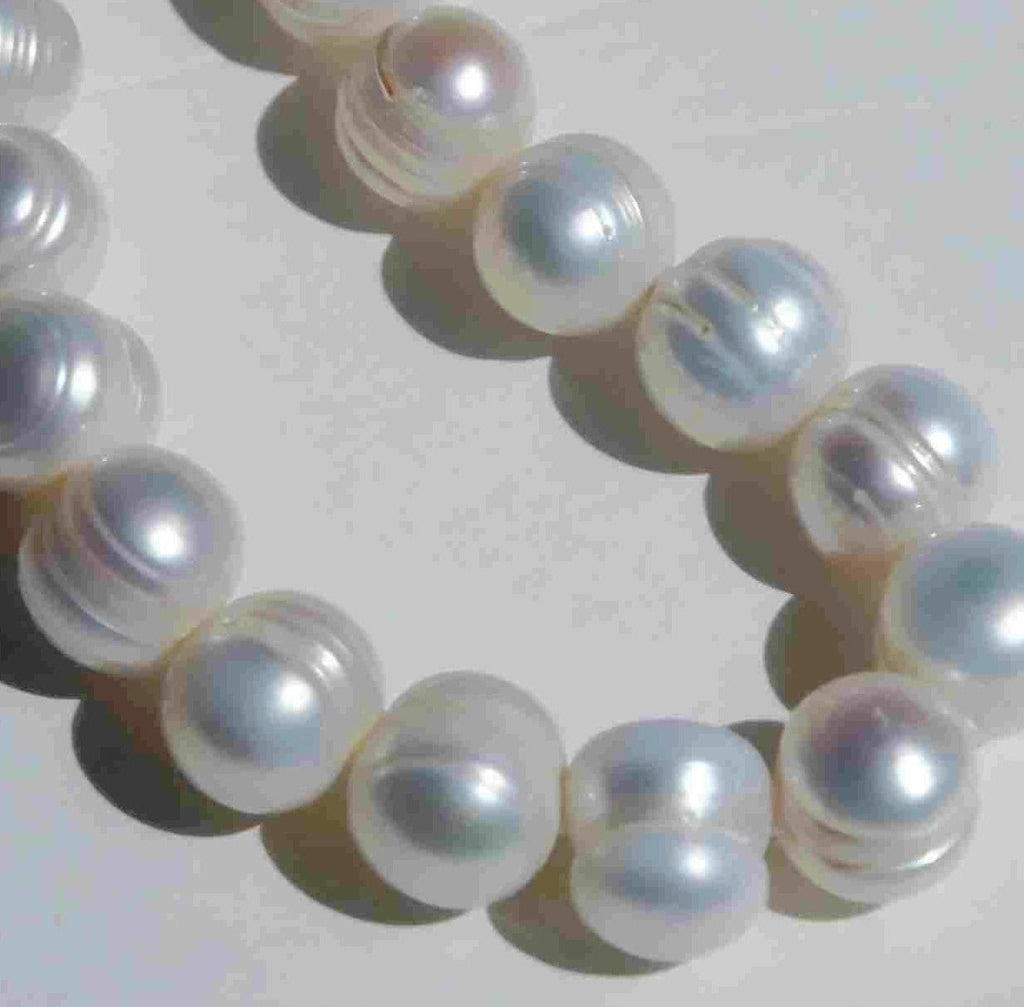 FALSH SALE Large Hole 10-11mm Freshwater Pearl, white genuine pearl, Large round Baroque Pearl, 2-2.5mm hole, short strand 10pc