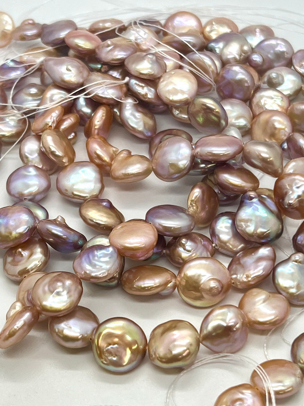 AA+ Rare 11-12mm metallic baroque Coin pearl, super Luster natural color, genuine Freshwater coin pearl, 15" strand coin pearl beads  KC3040