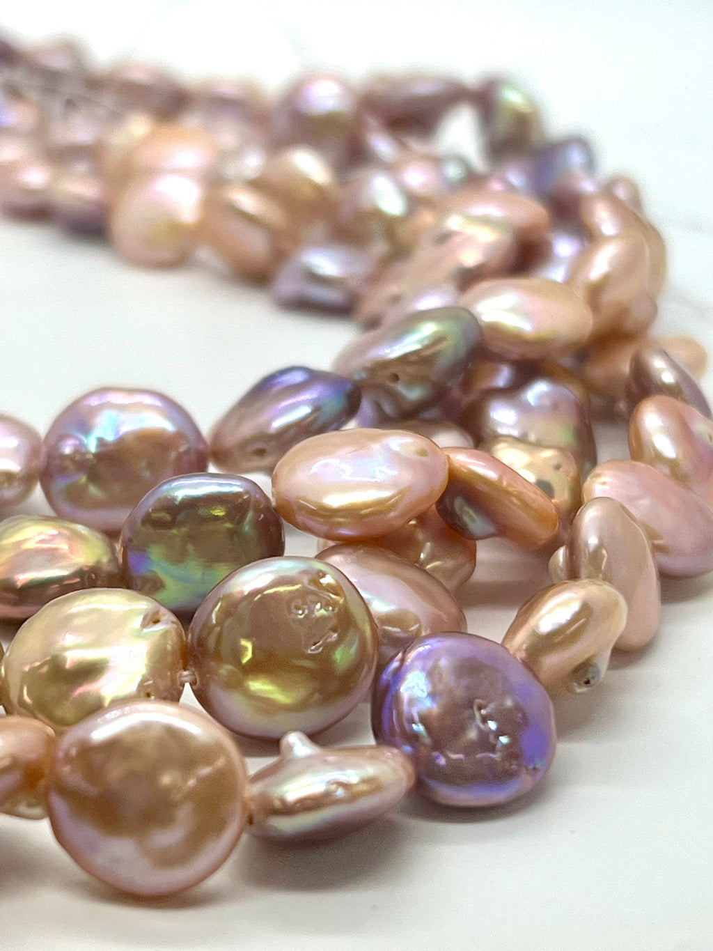 AA+ Rare 11-12mm metallic baroque Coin pearl, super Luster natural color, genuine Freshwater coin pearl, 15" strand coin pearl beads  KC3040