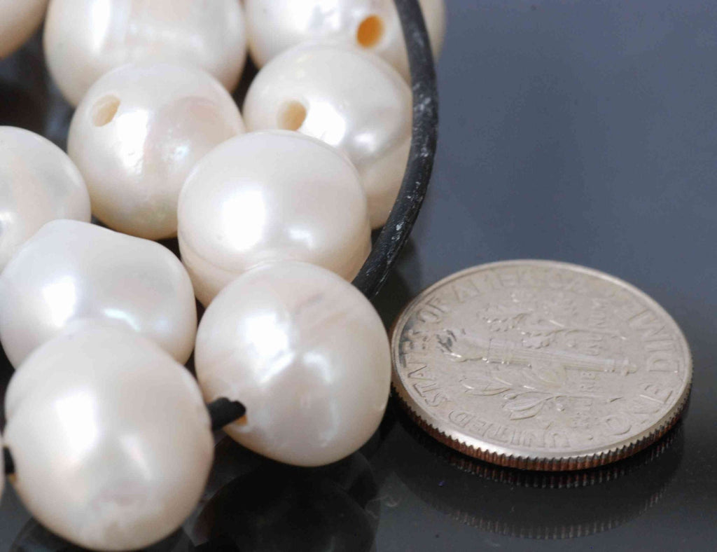 SALE 30% Off AA 10-11mm Large round off potato Pearl 2.2mm, 3mm Large Hole 15" strand white genuine freshwater pearl---Ptomotion