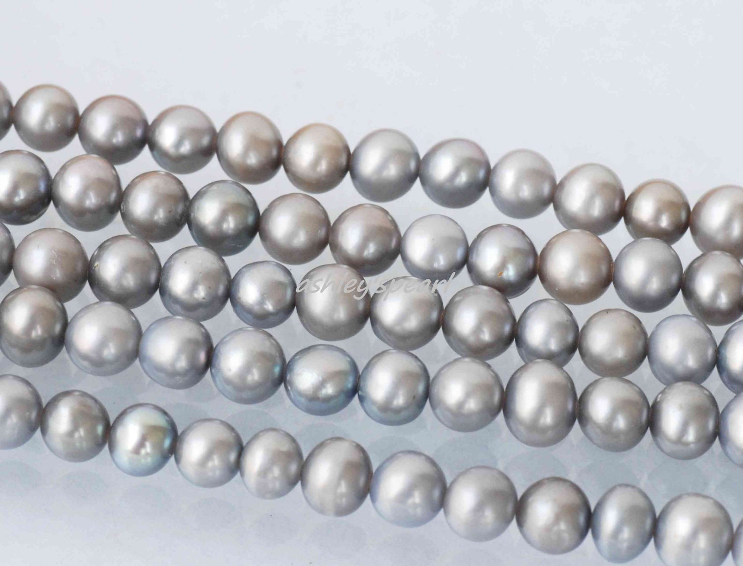 AA 5-6mm ROUND Pearl Freshwater Pearl silver grey  pearl platinum very Round  Full Strand  15"--- NEW Arrival #Rs2011