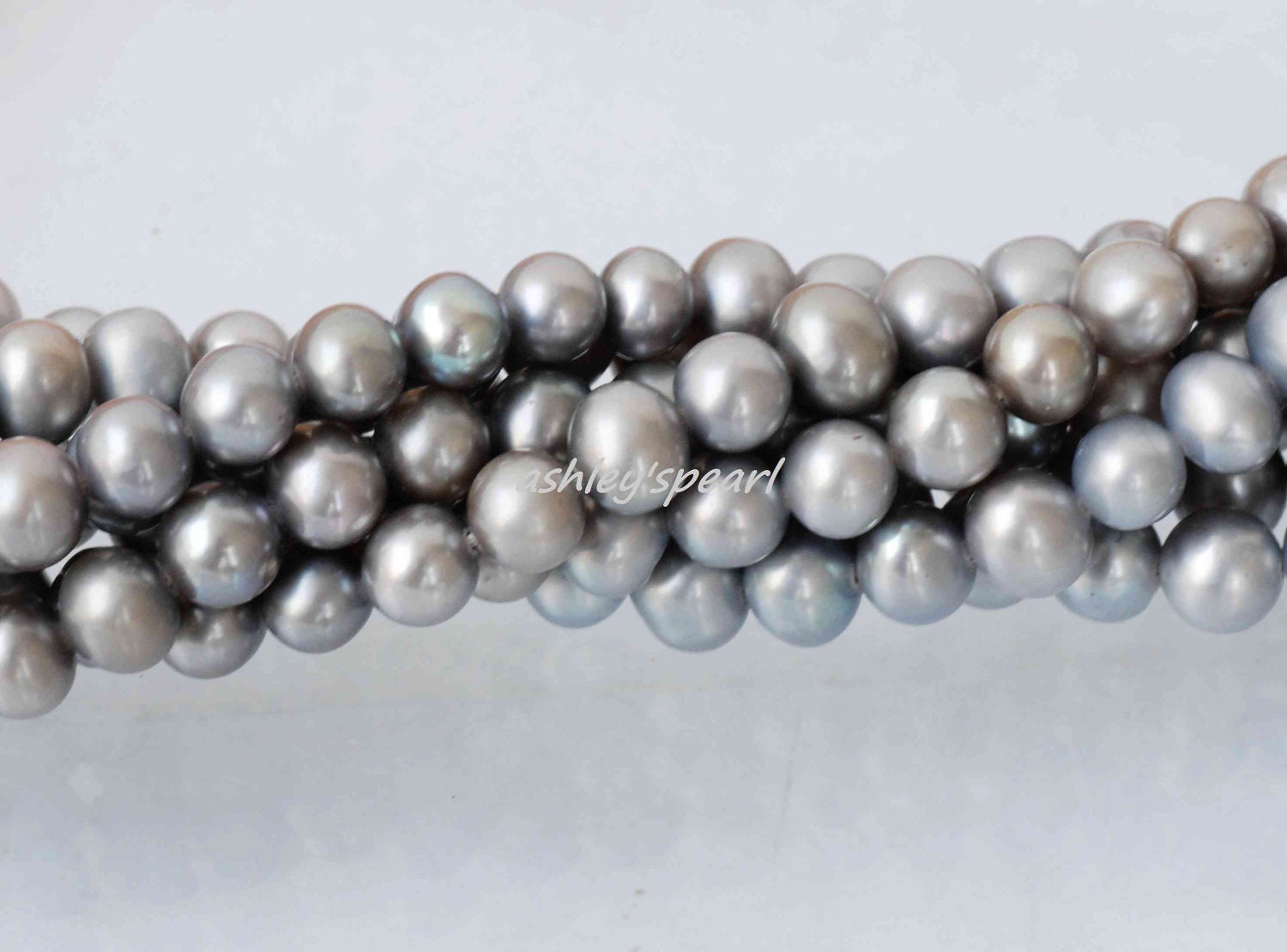 AA 5-6mm ROUND Pearl Freshwater Pearl silver grey  pearl platinum very Round  Full Strand  15"--- NEW Arrival #Rs2011