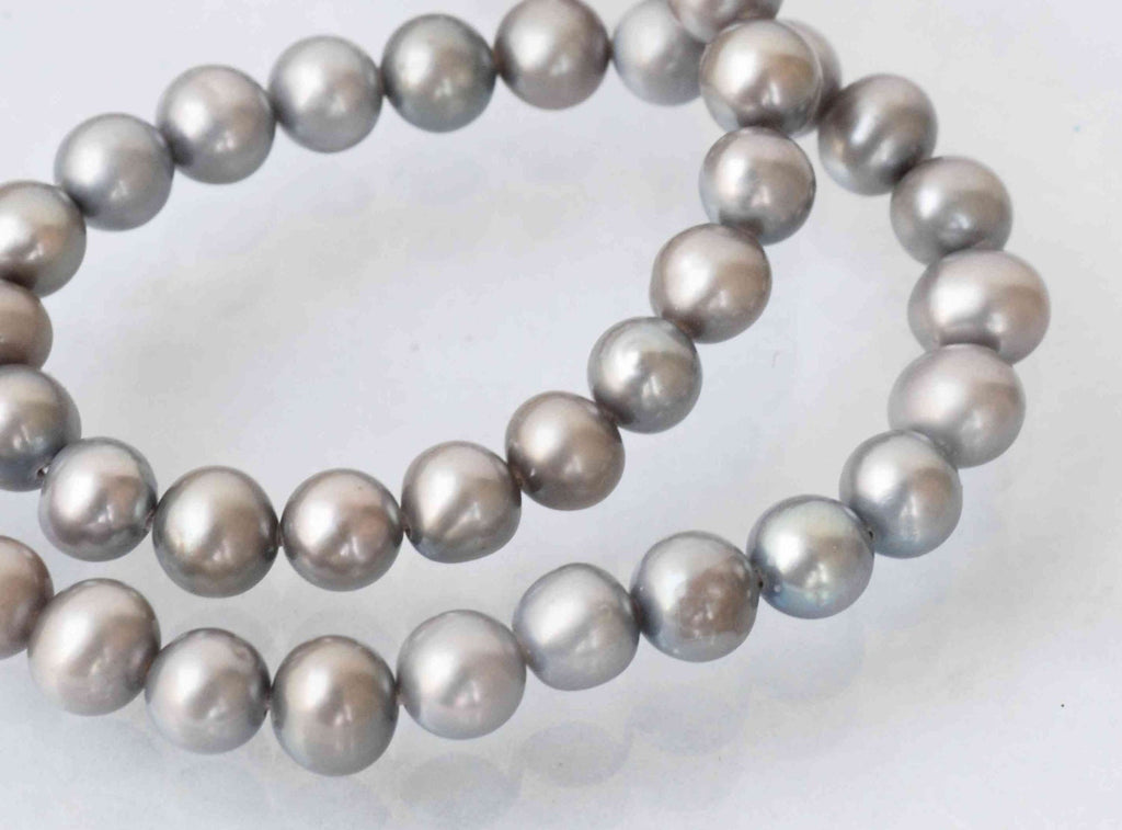 AA 5-6mm ROUND Pearl Freshwater Pearl silver grey  pearl platinum very Round  Full Strand  15"--- NEW Arrival #Rs2011