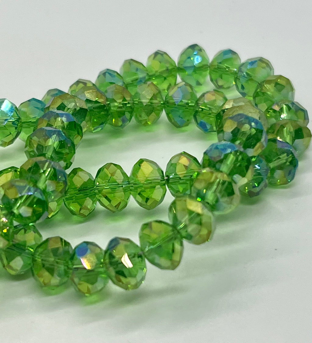 8mm Fern Green Shinning Swarovski cut style Crystal, grass green Spacer stunning loose facet beads for jewelry making DIY----10 pcs #801
