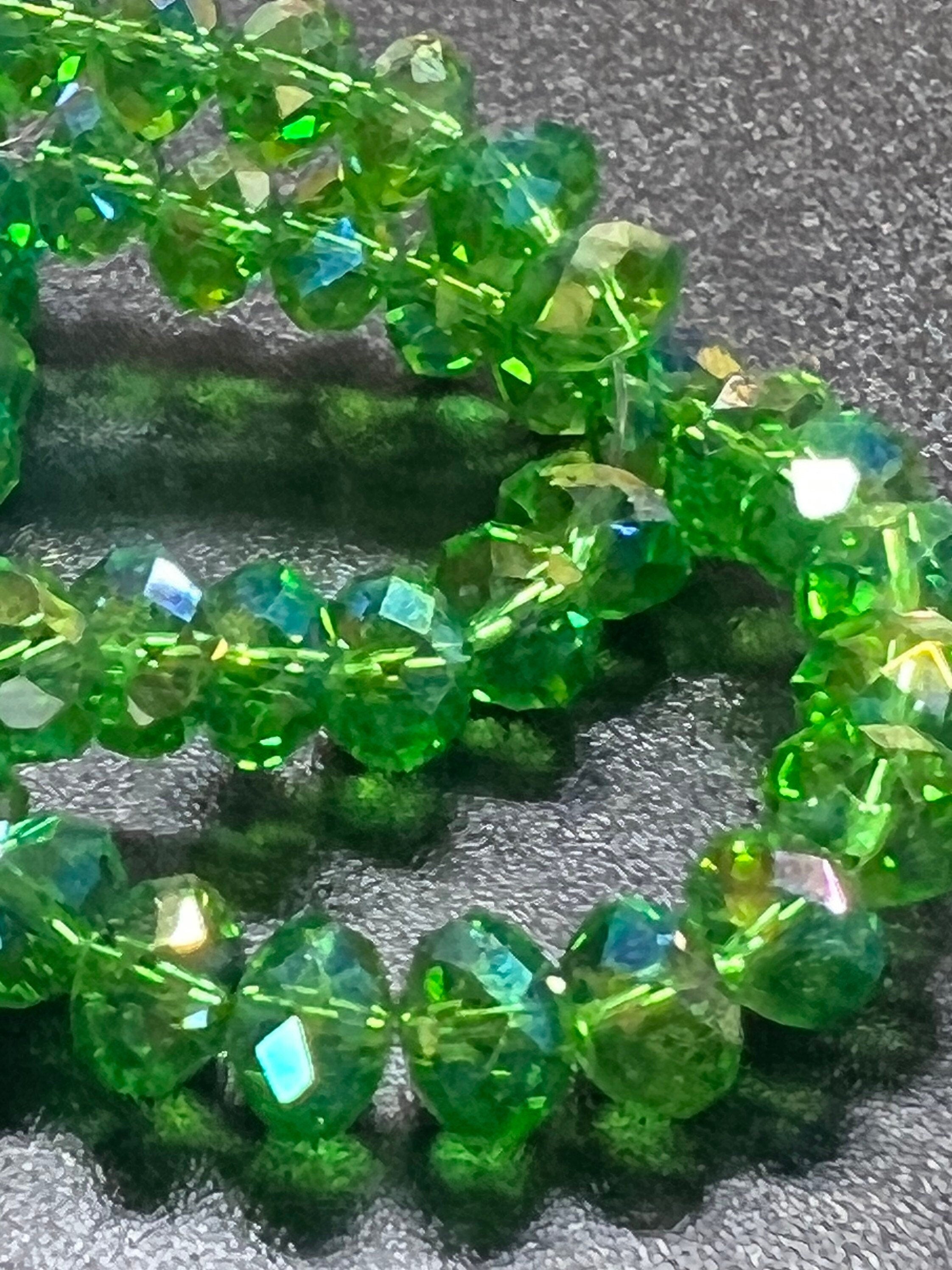 8mm Fern Green Shinning Swarovski cut style Crystal, grass green Spacer stunning loose facet beads for jewelry making DIY----10 pcs #801