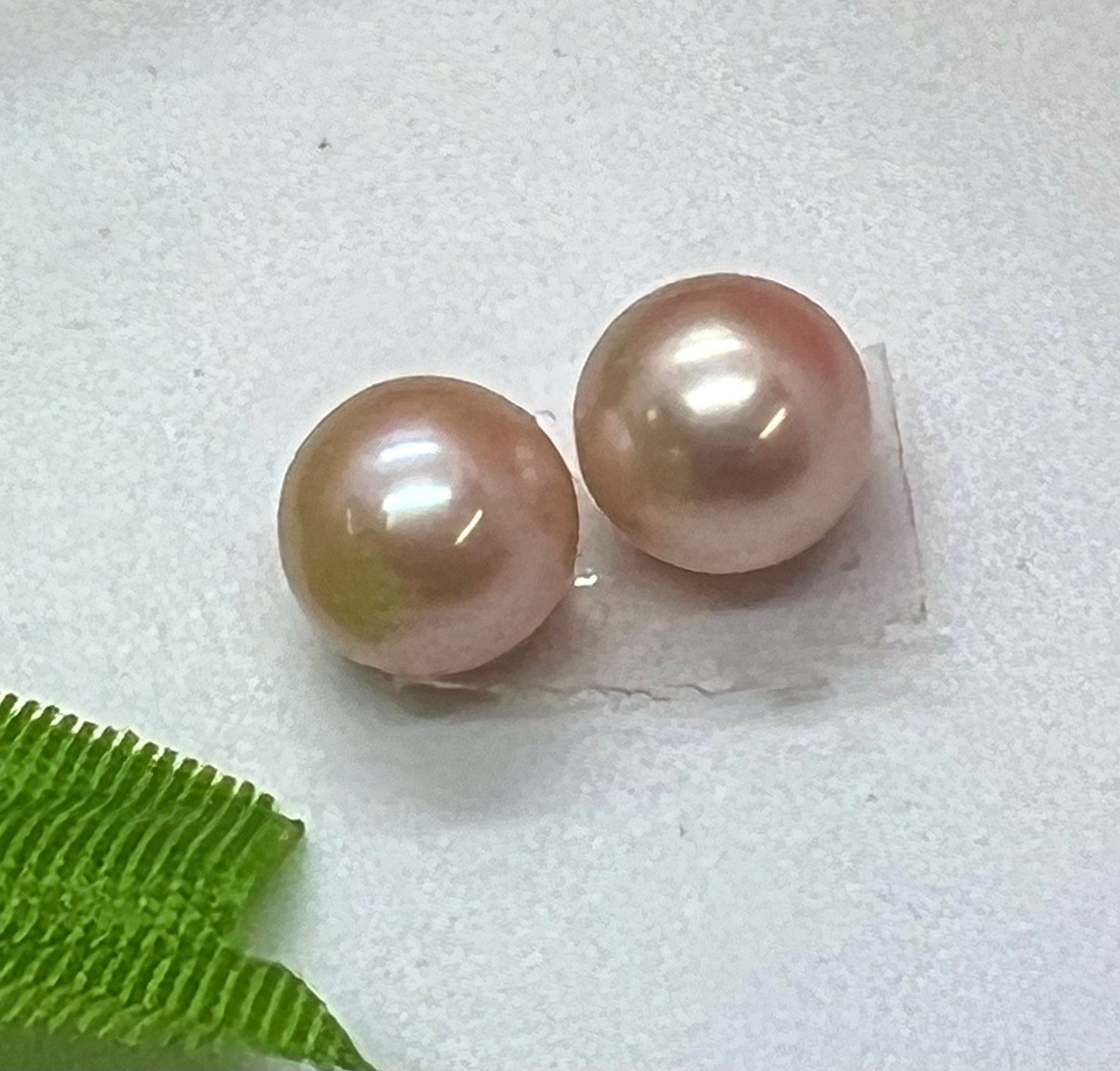 2pc 8-9mm AAA+ Gem quality perfect round genuine pearl, luster pair natural Pinkish Levander champagned matched freshwater pearl LUXUARY