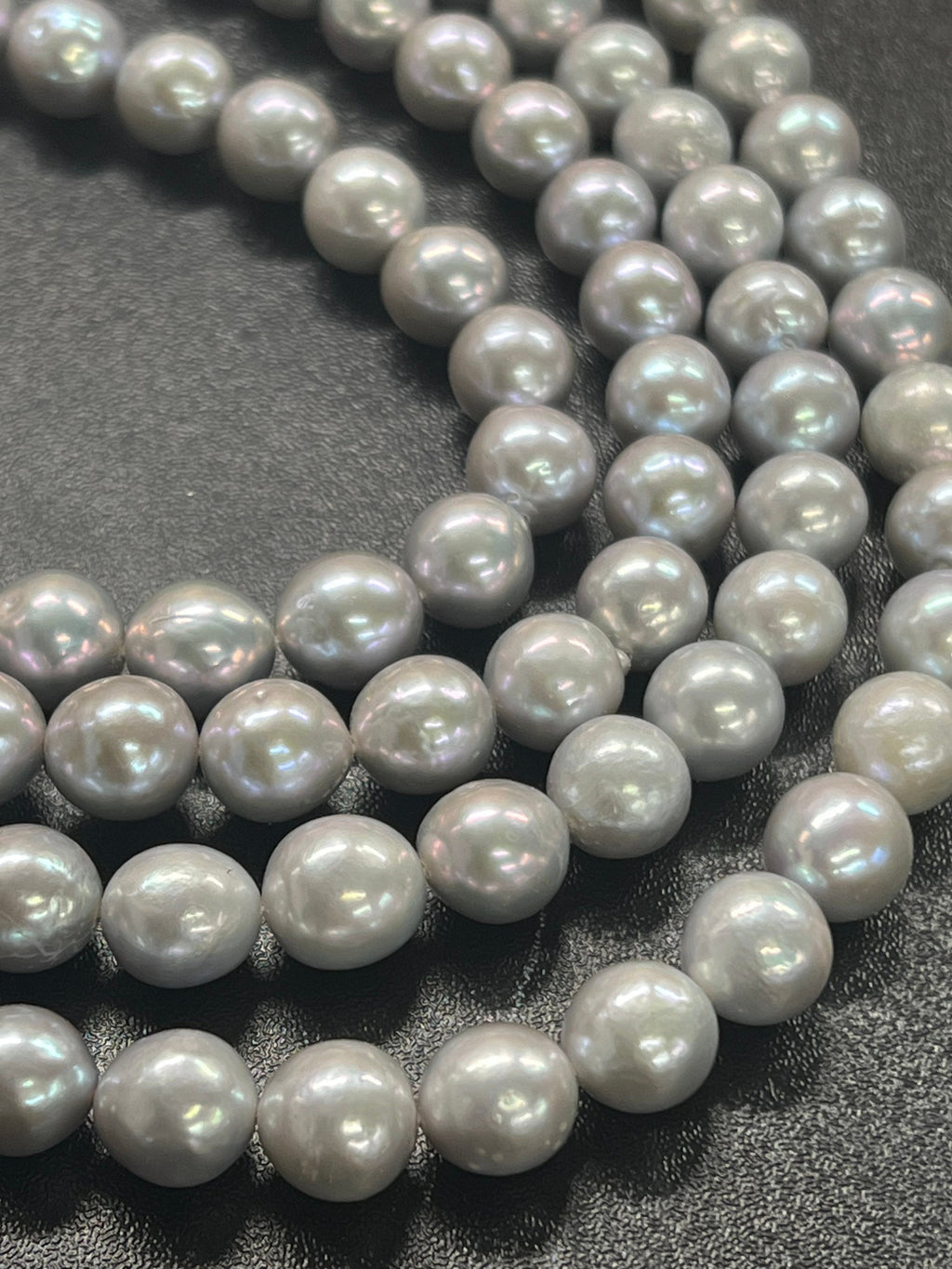 AA 8-10mmX10-11mm Genuine Baroque Edison Pearl, Silver Grey oval fire flameball pearl, metallic luster baroque pearls, 15.5" full strand