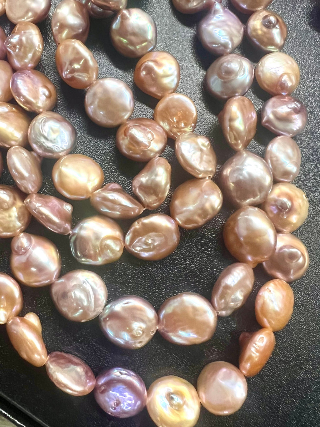 AA+ Rare 11-12mm metallic baroque Coin pearl, super Luster natural color, genuine Freshwater coin pearl, 15" strand coin pearl beads  KC3040