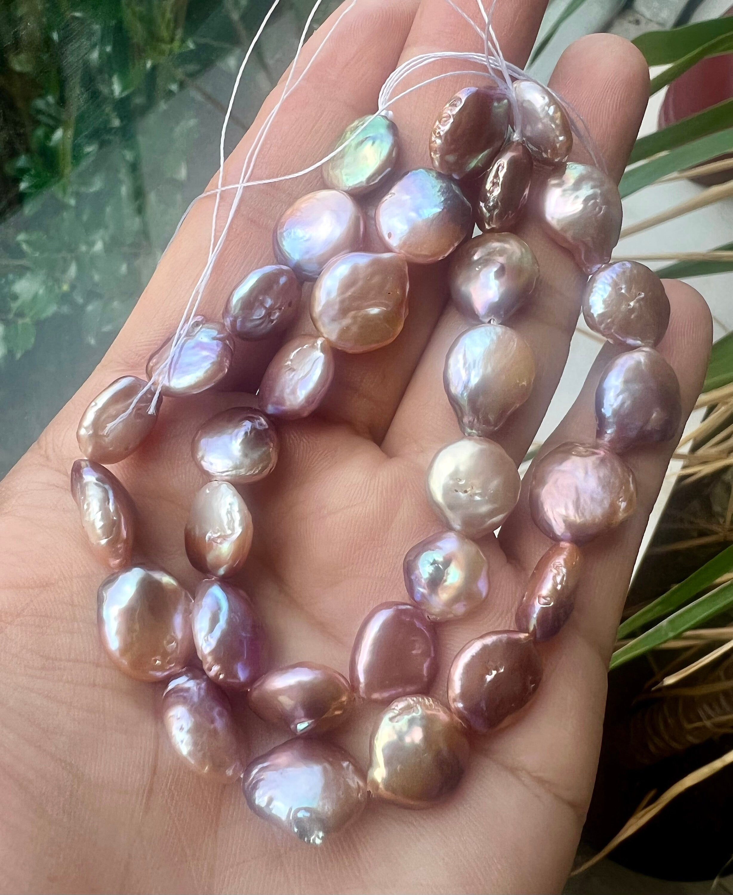 AA+ Rare 11-12mm metallic baroque Coin pearl, super Luster natural color, genuine Freshwater coin pearl, 15" strand coin pearl beads  KC3041