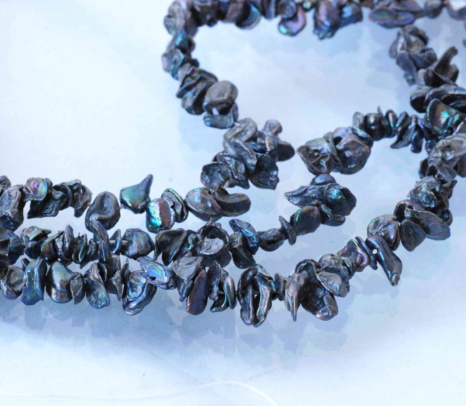 AA 5-6mm Tiny Keshi Pearls Center Drilled peacock blue pearl----full strand 15" keshi pearl Beads----NEW Arrival SALE