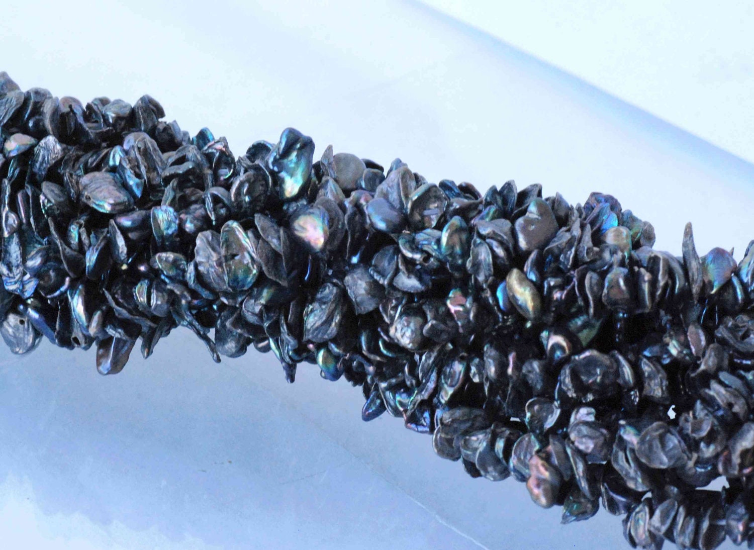 AA 5-6mm Tiny Keshi Pearls Center Drilled peacock blue pearl----full strand 15" keshi pearl Beads----NEW Arrival SALE