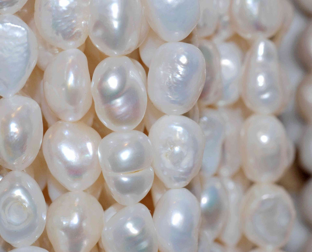 AA 8-9mm X10-11mm Good Quality Ivory white Baroque Freshwater pearl 15" full strand genuine pebble pearl, baroque rice pearl beads #BA4101