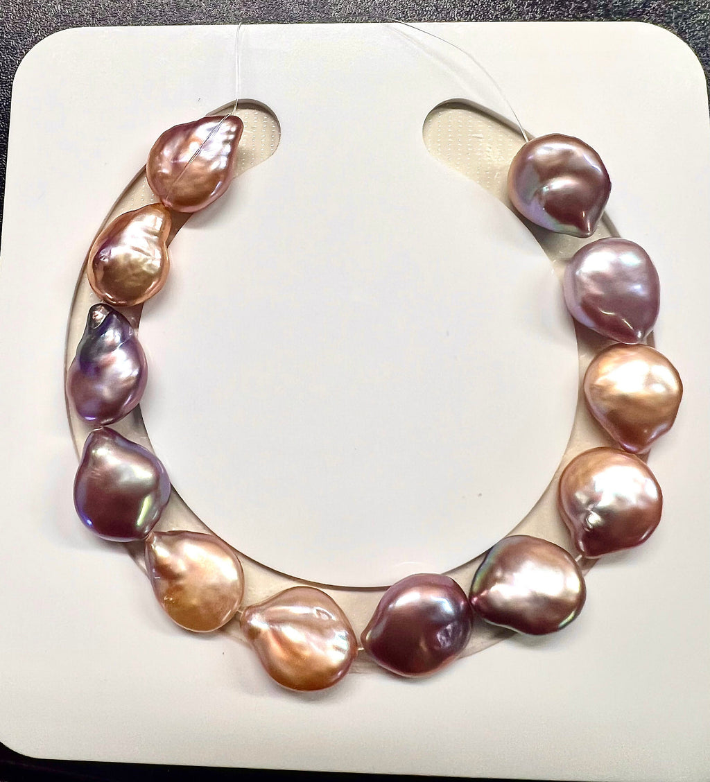 AA+ 12X14mm Baroque coin Pearl beads, natural metallic Mauve Purple tear drop Genuine Coin Pearl, super  luster matched 12pc NEW SALE