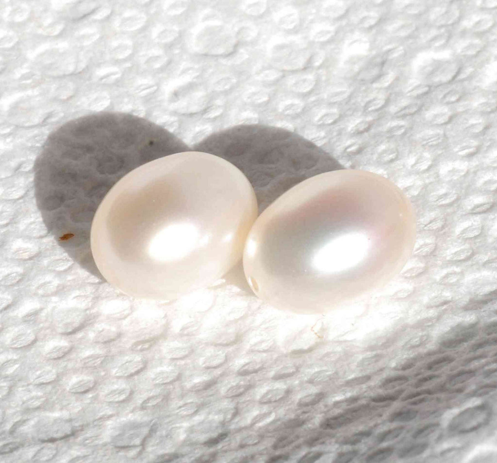 AAA+ gem quality  pair Tear Drop Freshwater Pearl, 9X12mm or 8X10mm half drilled ivory white pearl beads, matched pair for earring