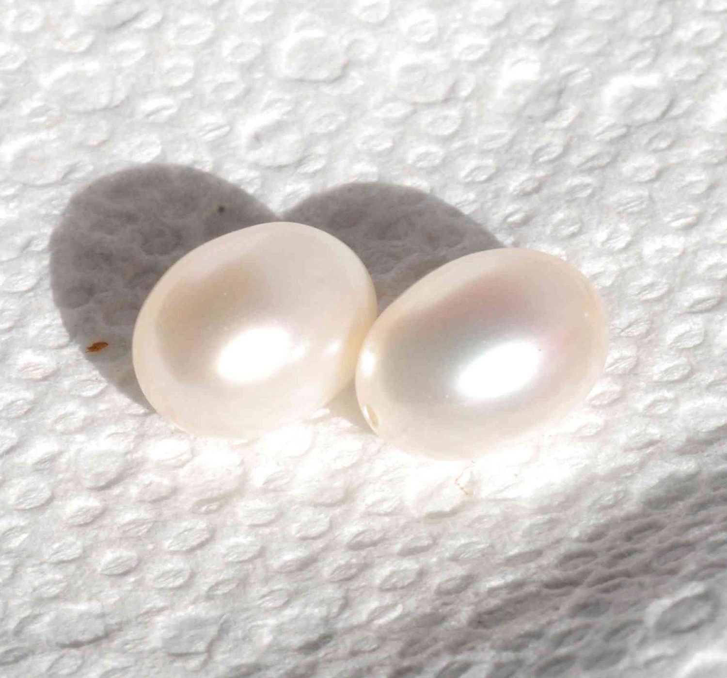 AAA+ gem quality  pair Tear Drop Freshwater Pearl, 9X12mm or 8X10mm half drilled ivory white pearl beads, matched pair for earring