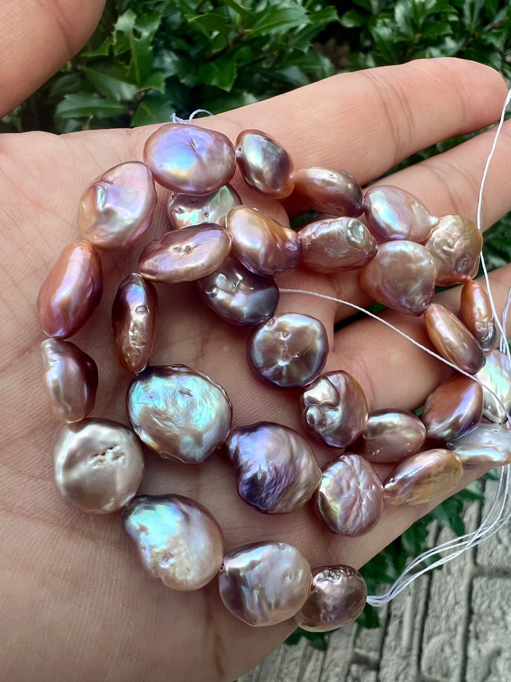 AA+ Rare 11-12mm metallic baroque Coin pearl, super Luster natural color, genuine Freshwater coin pearl, 15" strand coin pearl beads  KC3041