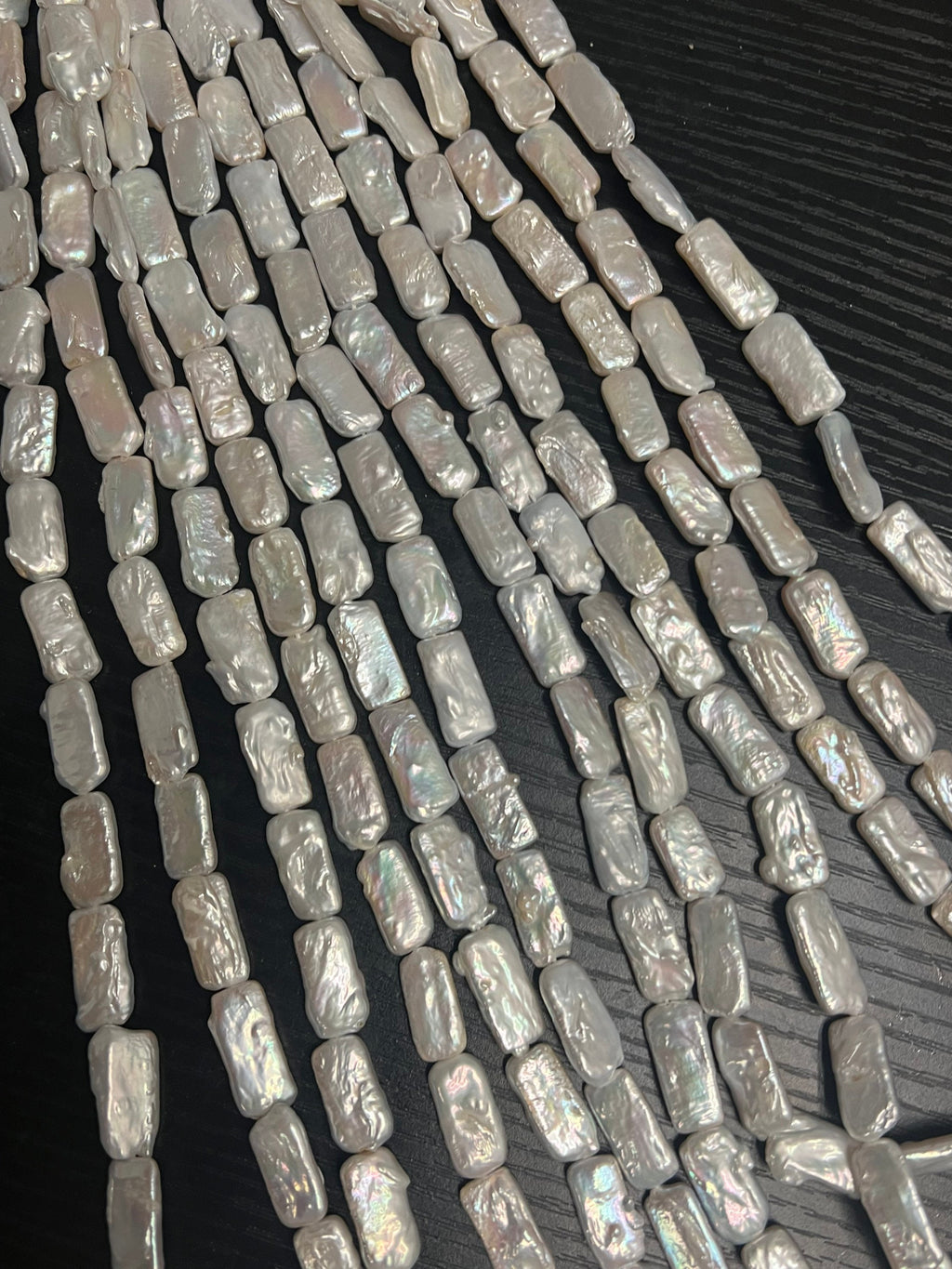 AA+ 9-10mmX18-20mm Baroque Square rectangle Pearl beads, luster White Genuine keshi Freshwater Pearl full strand 15" NEW SALE KC3032