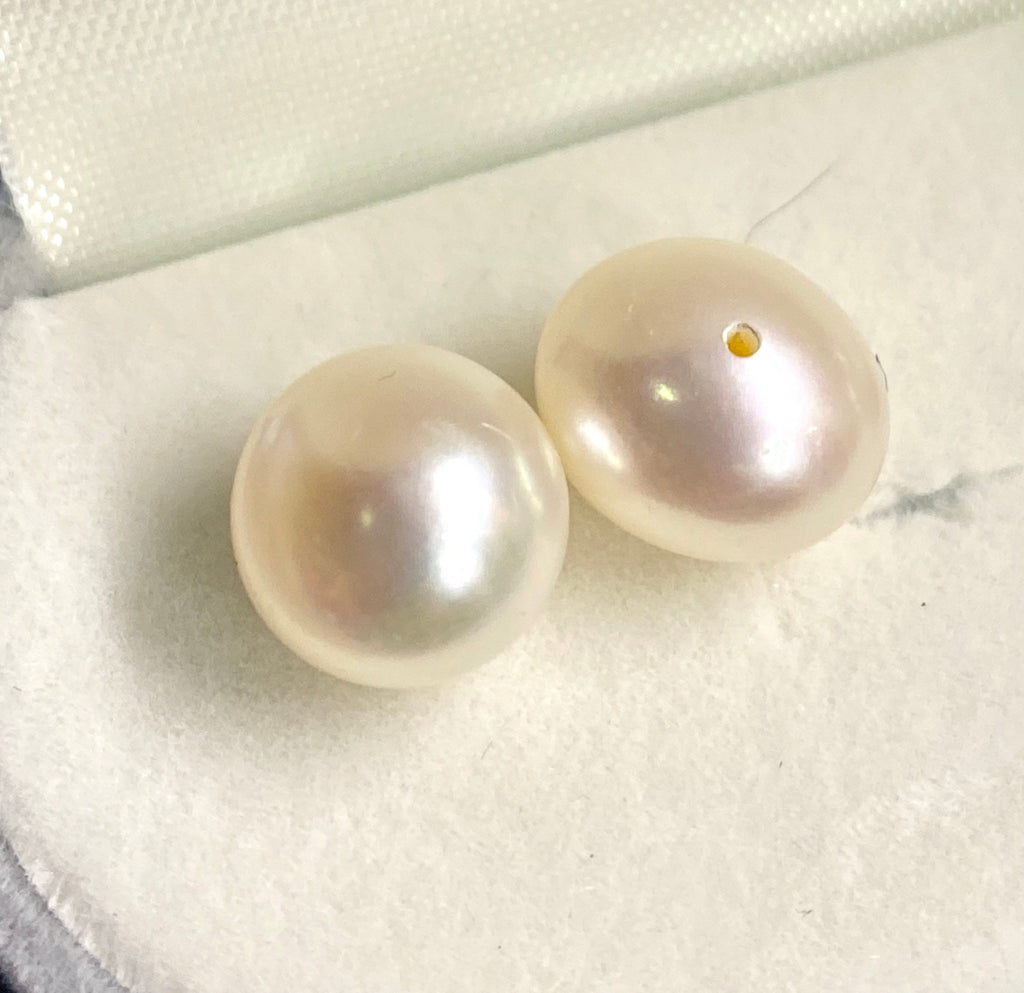 9X10-11mm AAA unique Oval Egg Freshwater Pearl, half drilled ivory white Baroque pebble pearl beads button pump pearl matched pair earring