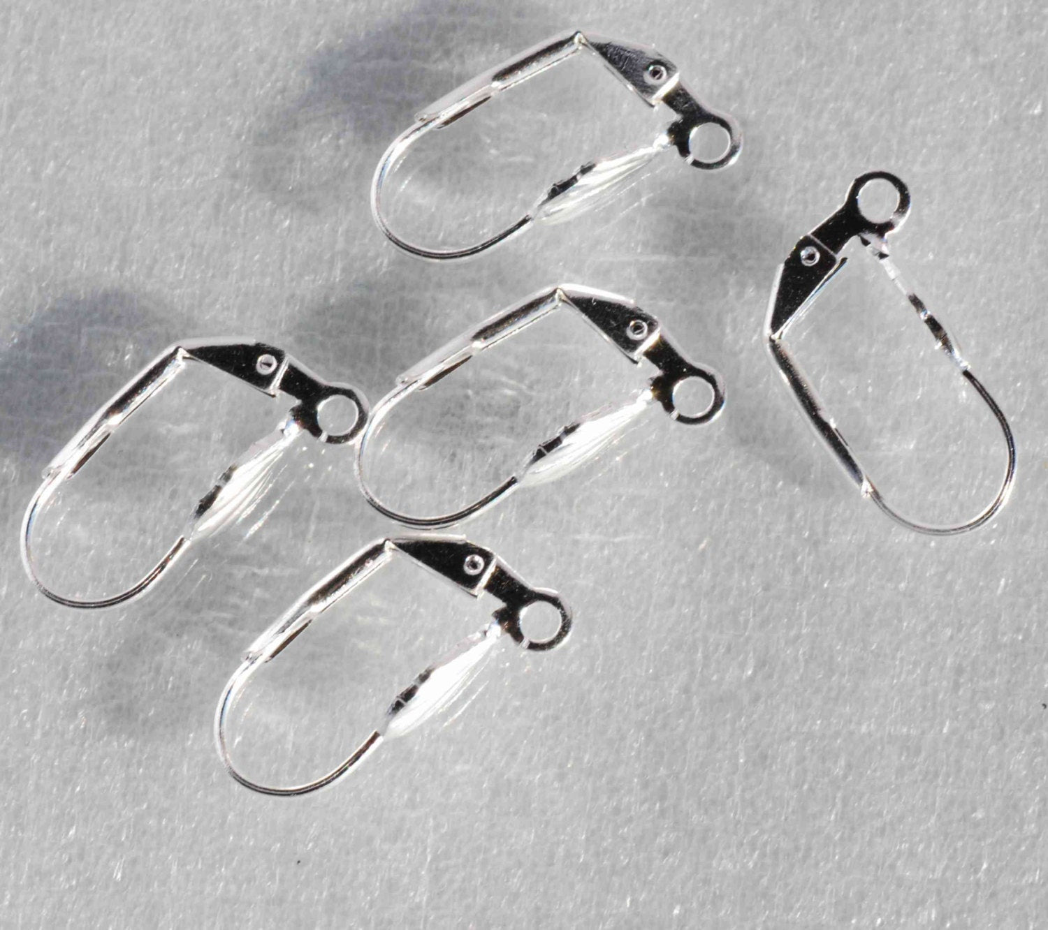 925 sterling silver plated over Brass Copper Lever Back Earring Wire with Shell  Adornment and Loop - Nickel Free - 10 Pc -F9115S