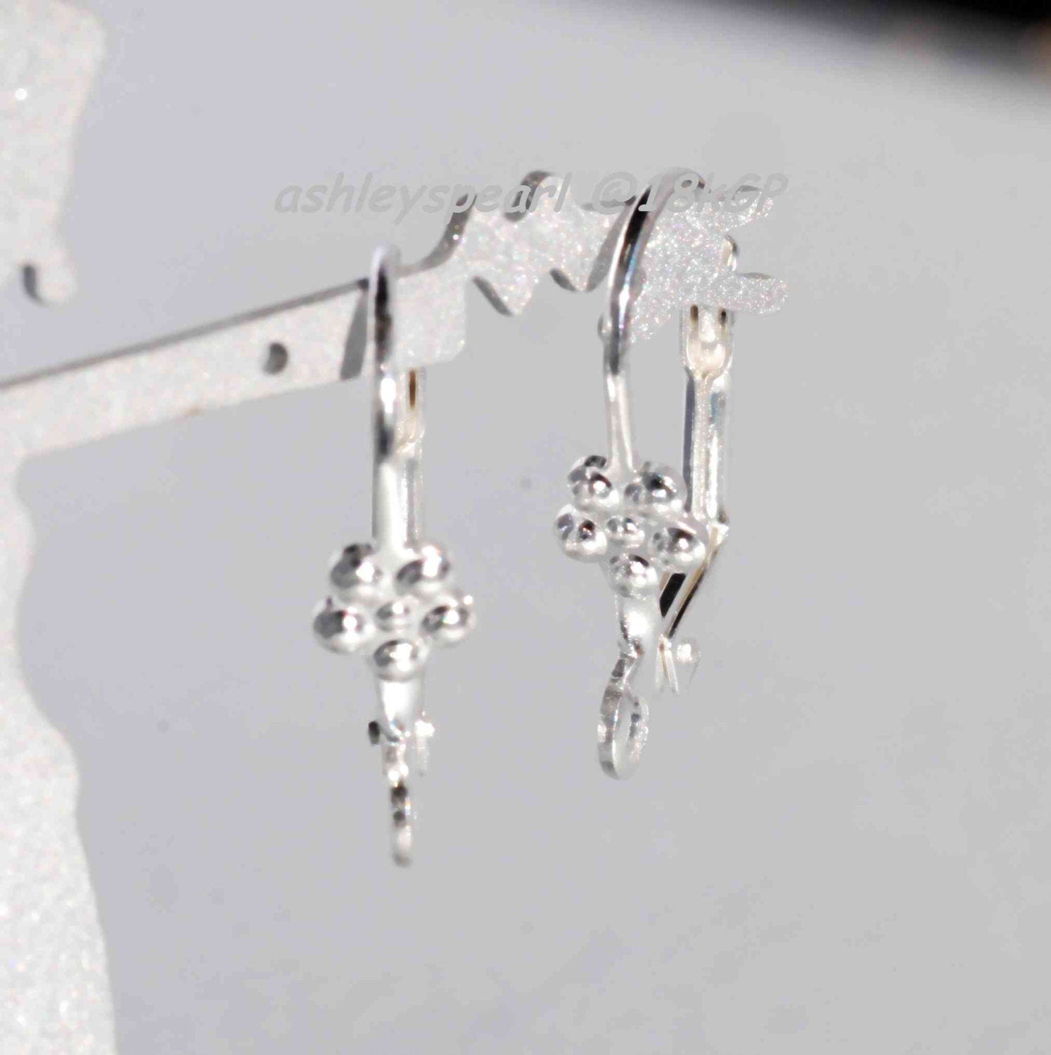 925 sterling silver or 18k gold plated over Brass Copper Lever Back Earring Wire with Fower Adornment and Loop - Nickel Free - 10 Pc -F9116