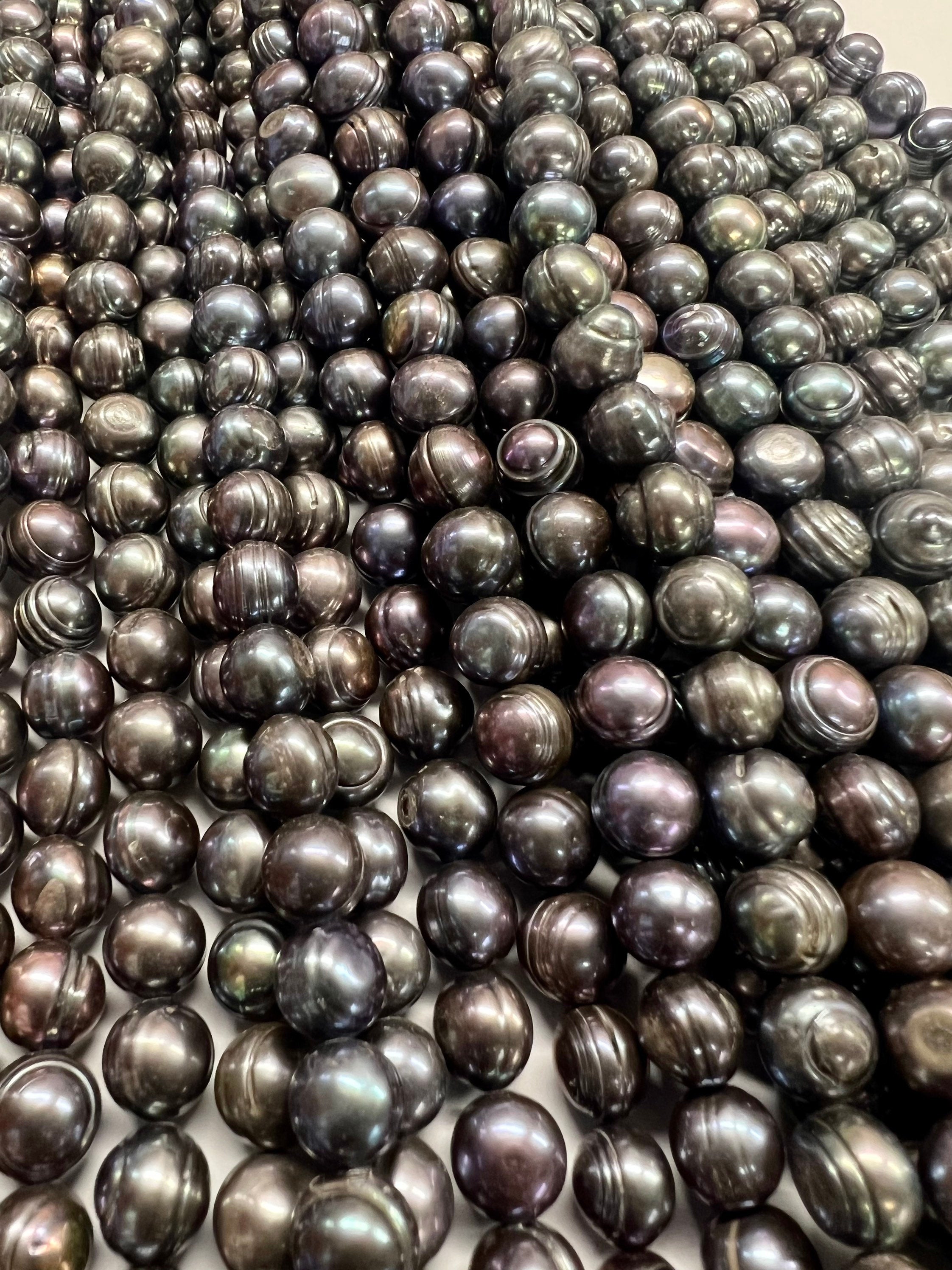 AA+ 8-8.5mm round baroque freshwater pearl, luster metallic peacock blue 15" full strand 45+ pcs circled round pearl beads NEW #RS3021P