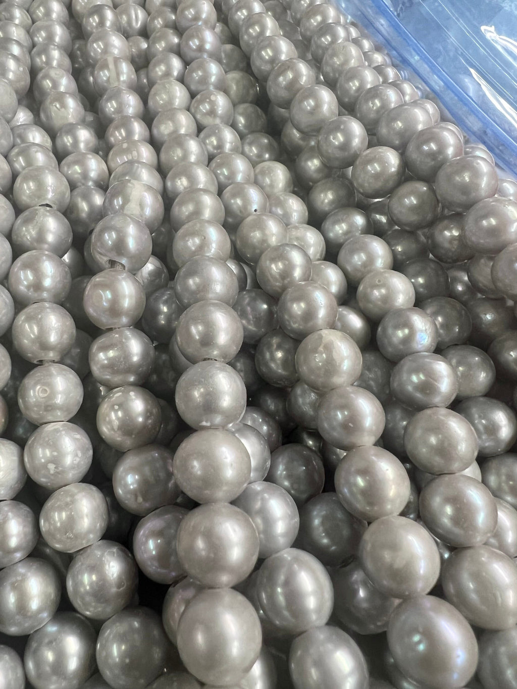 11-12mm A-AA Off round Freshwater Pearl Large hole 2.2mm 3mm Potato Pearl silver grey 7'' half Strand 15pc genuine pearl beads #RS3008GLH