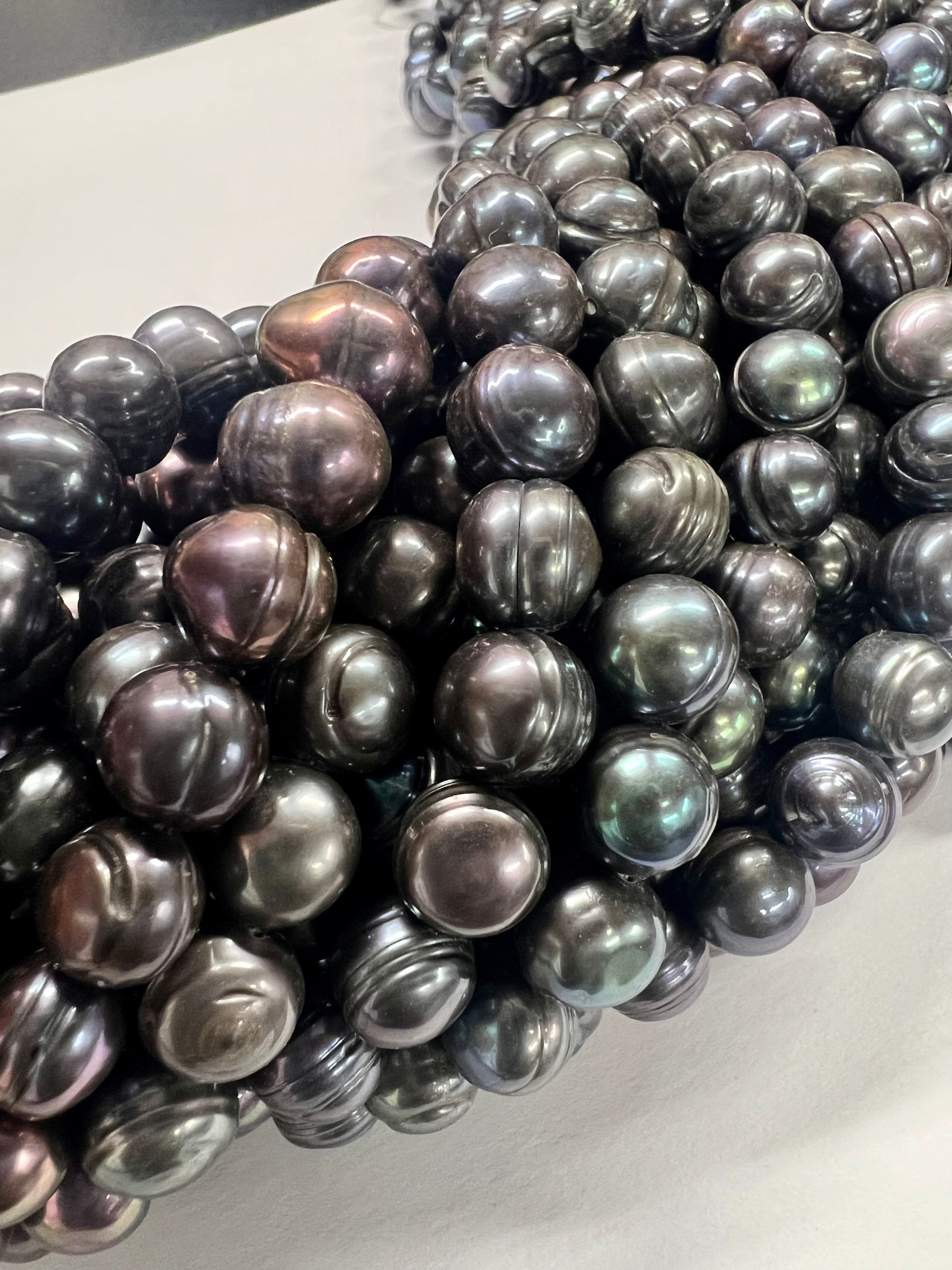 AA+ 8-8.5mm round baroque freshwater pearl, luster metallic peacock blue 15" full strand 45+ pcs circled round pearl beads NEW #RS3021P