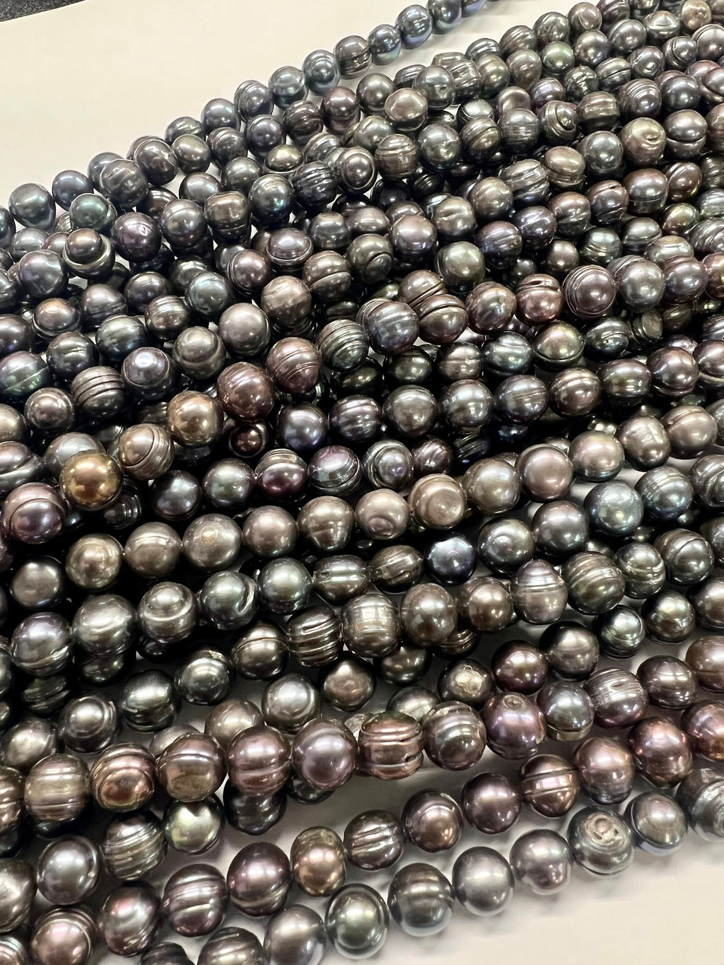 AA+ 8-8.5mm round baroque freshwater pearl, luster metallic peacock blue 15" full strand 45+ pcs circled round pearl beads NEW #RS3021P