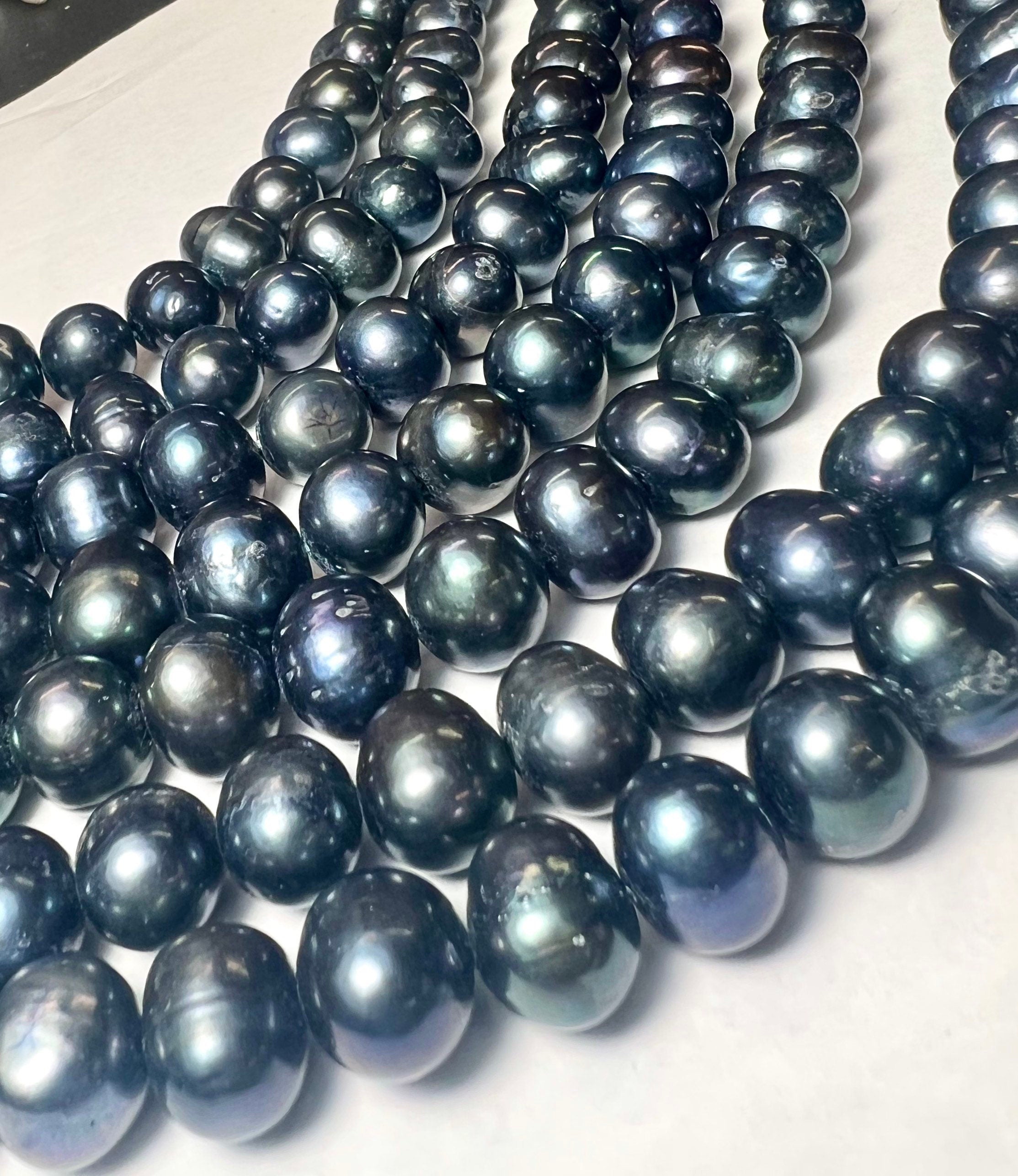 A-AA 10-11mm Big round potato freshwater pearl, luster peacock blue 15" full strand 36+ pcs circled round pearl beads wholesale RS2106, NEW