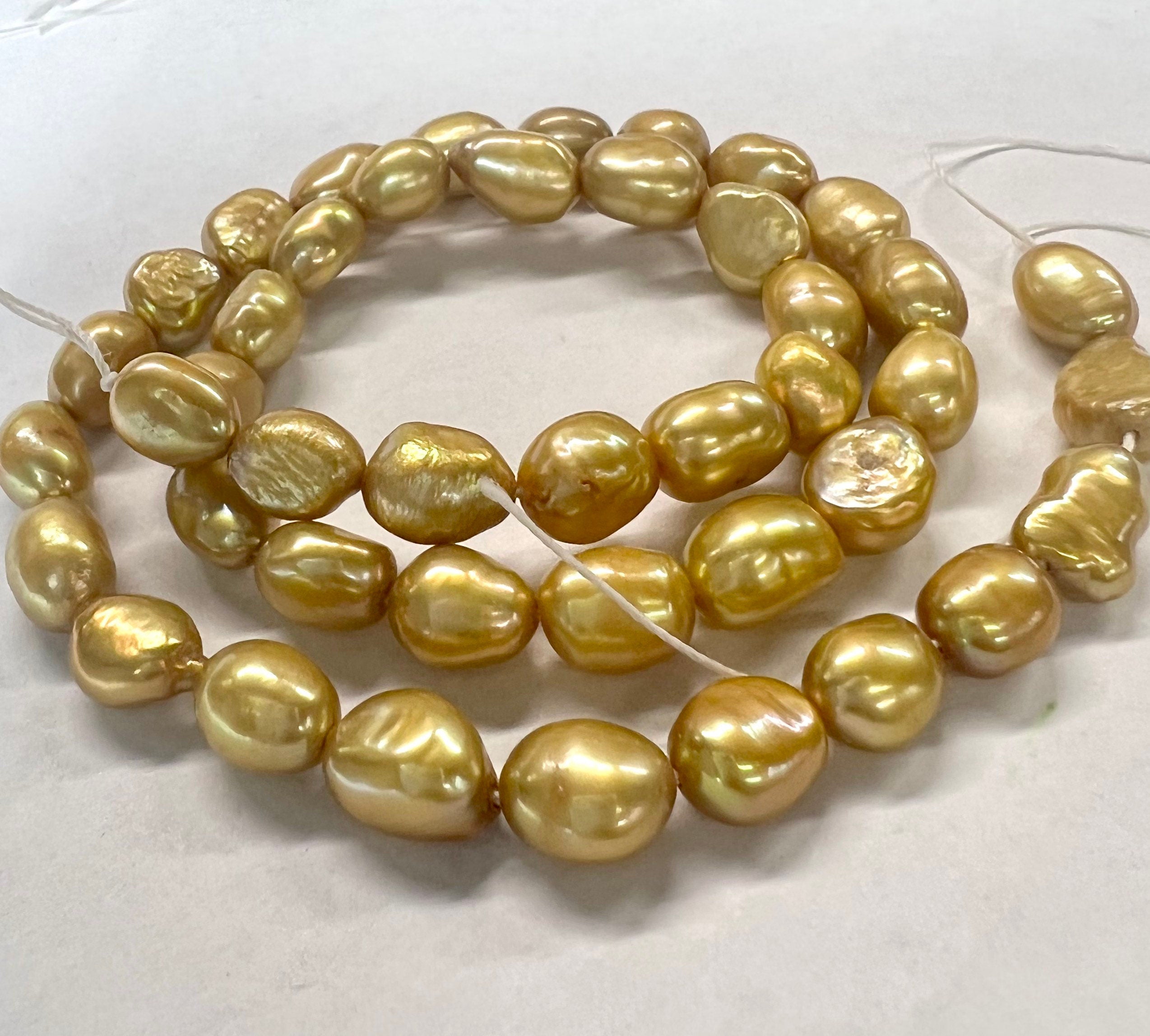 AA+ 7-8mmX8-10mm silk golden yellow Freshwater pearl mulandi yellow 15" full strand pebble nugget baroque rice pearl beads #BA4109Y NEW