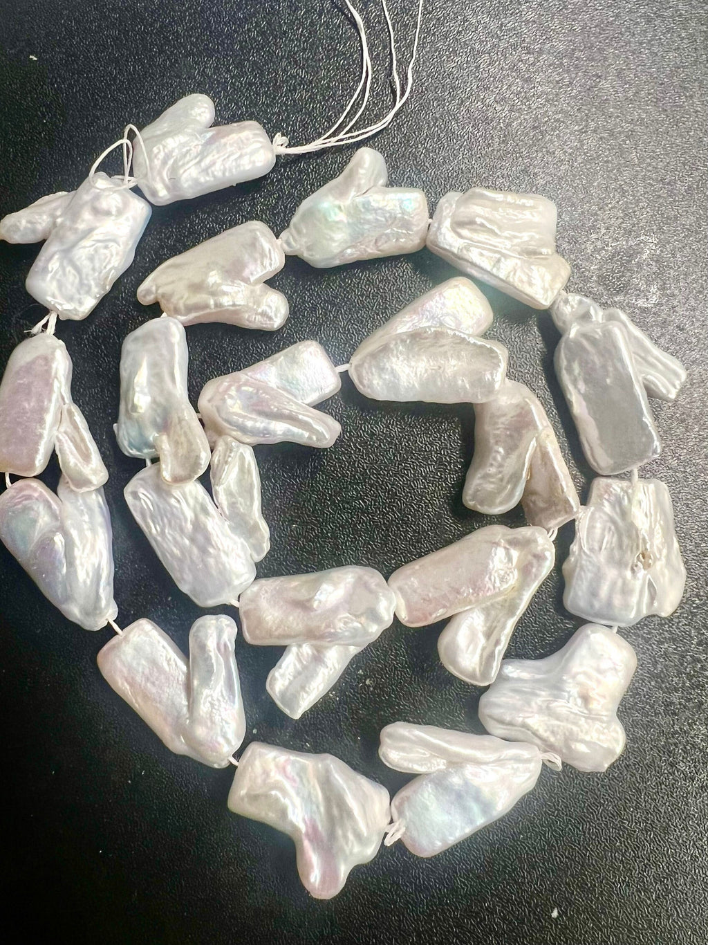 RARE Sum up Baroque Biwa, 22mm X 9MM mitten White Ivory baroque pearl stick, full strand 15" 18pc+ Biwa Pearl Beads #KC3032S---New Sale