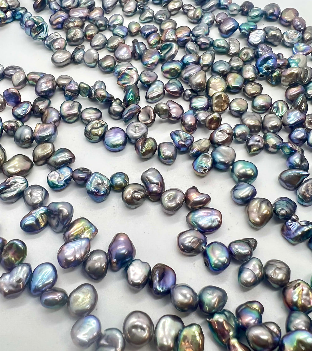 AA+ 5-6mmX6-8mm Briolette peacock blue Keshi Pearl, Top Drilled Dancing pearl, 15 pcs BRIOLETTE Beads, NEW deal K3011P