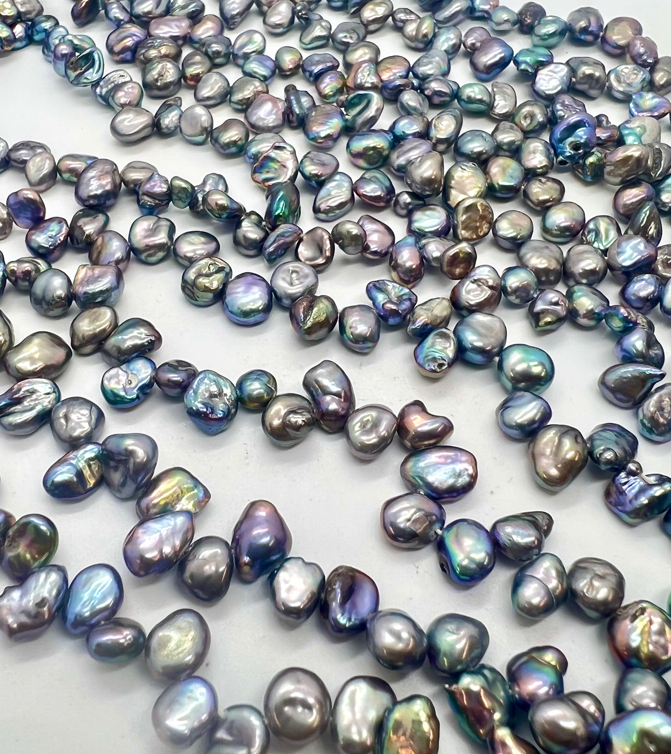 AA+ 5-6mmX6-8mm Briolette peacock blue Keshi Pearl, Top Drilled Dancing pearl, 15 pcs BRIOLETTE Beads, NEW deal K3011P