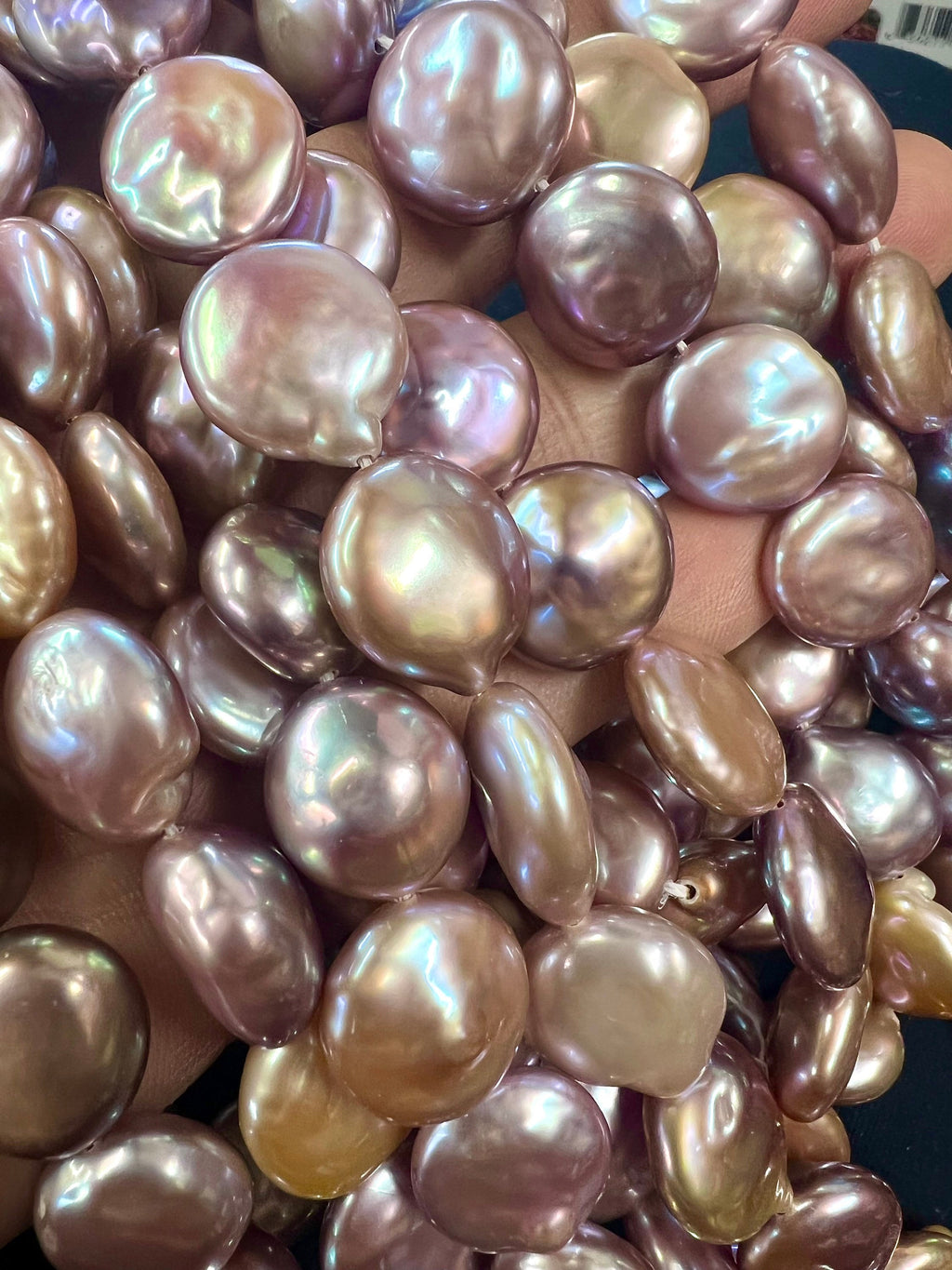 WOW AAA+ top gem quality Large 13-15mm Coin Pearl, Rare Natural Mauve Pink purple metallic tone Super Luster Smooth Thick Coin Pearl KC3033A