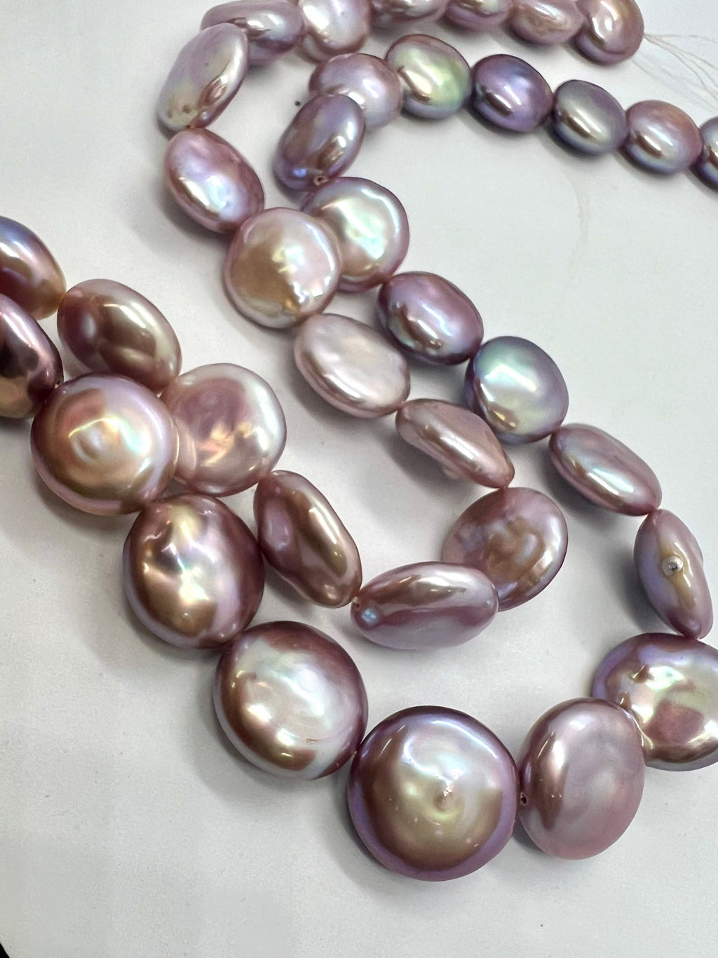 WOW AAA+ top gem quality Large 13-15mm Coin Pearl, Rare Natural Mauve Pink purple metallic tone Super Luster Smooth Thick Coin Pearl KC3033A