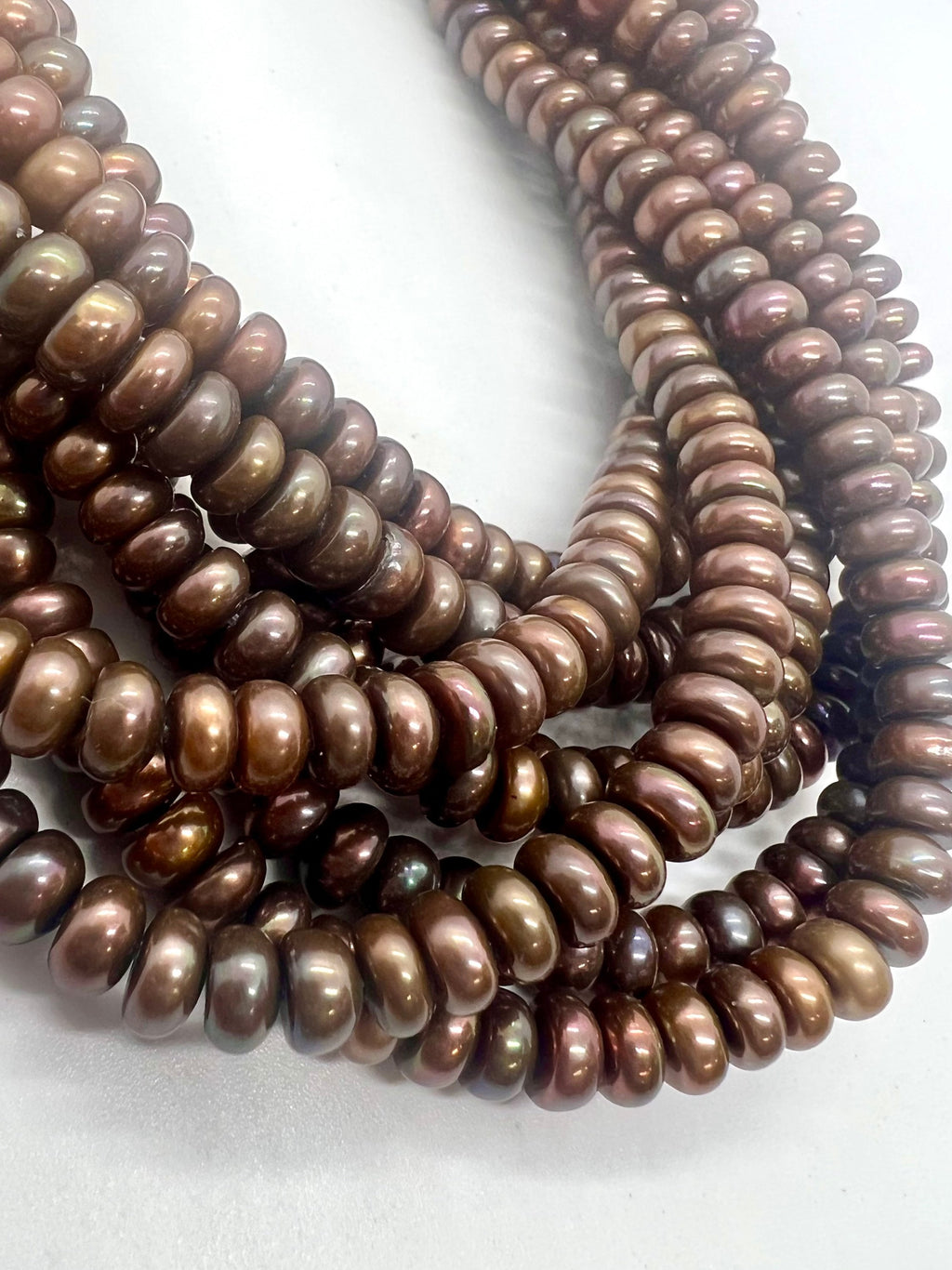 AAA 3.5X6mm Roundel button pearl, 15" full strand Freshwater Pearl spacer, 110+ pcs dark peacock brown bronze pearl beads, wholesale #CB6065