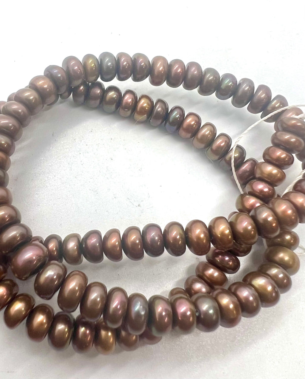 AAA 3.5X6mm Roundel button pearl, 15" full strand Freshwater Pearl spacer, 110+ pcs dark peacock brown bronze pearl beads, wholesale #CB6065