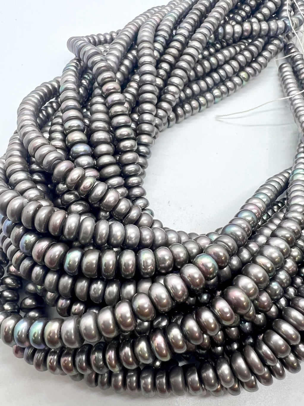 AAA 3.5X6.5mm Roundel button pearl, 15" full strand Freshwater Pearl spacer, 110+ grey golden yellow brown pearl beads, wholesale #CB6066