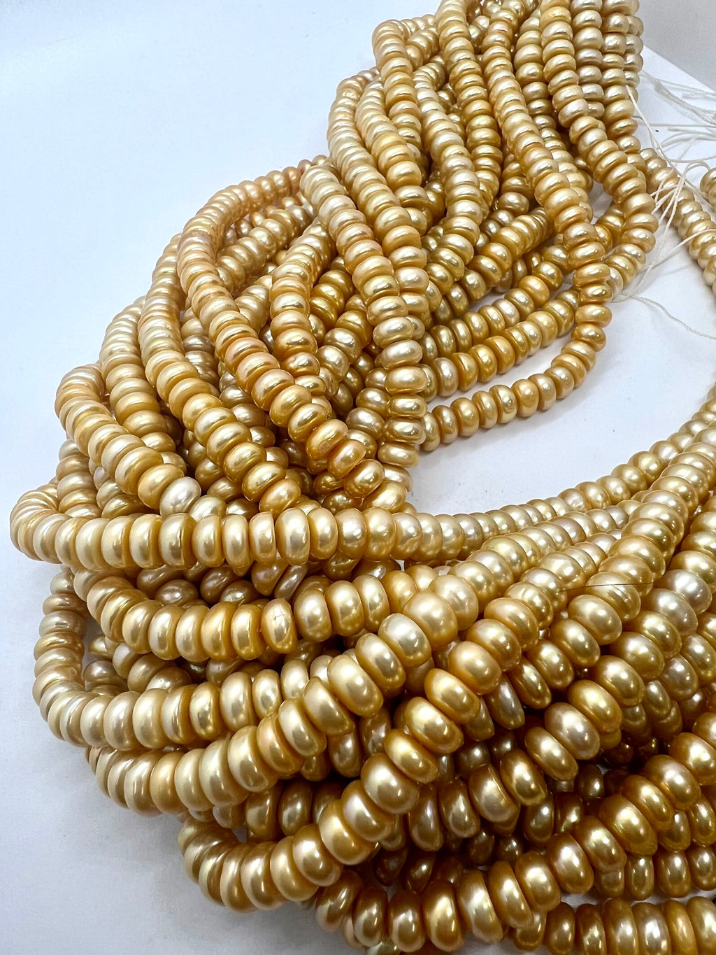 AAA 3.5X6.5mm Roundel button pearl, 15" full strand Freshwater Pearl spacer, 110+ grey golden yellow brown pearl beads, wholesale #CB6066