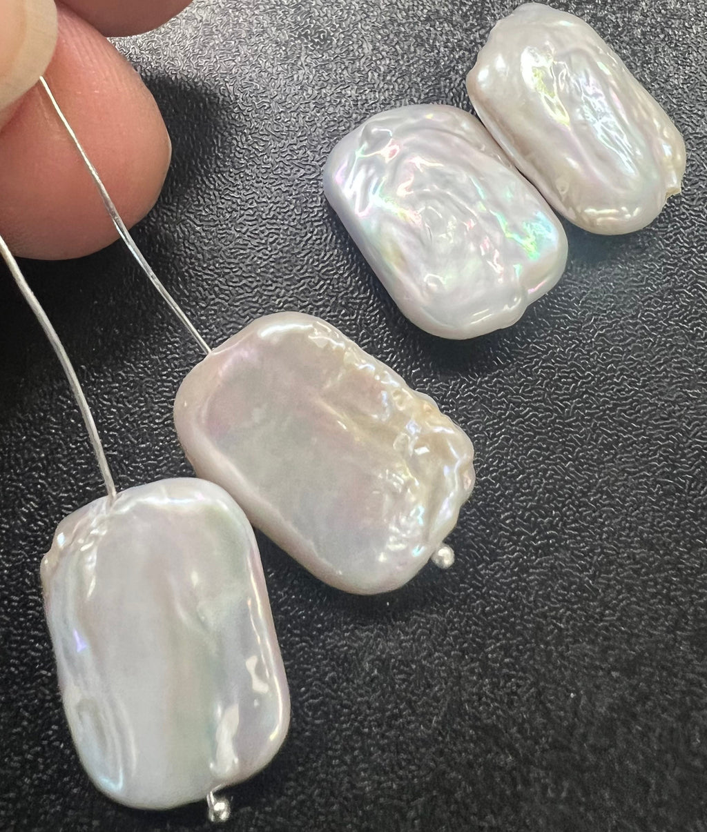 Single piece AAA+ 15X20mm Baroque Square Pearl beads, natural ivory White Rectangle Coin Freshwater Pearl for pendant or earring KC3031A