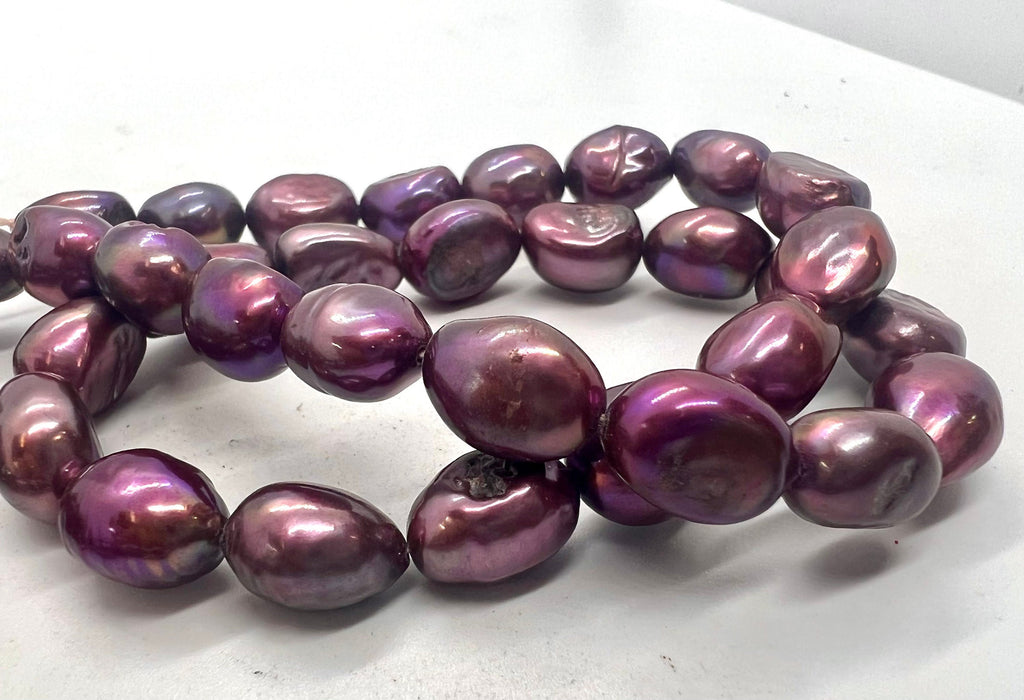 AAA 9-10mmX13mm Baroque pearl, 15" Full strand Mahogany Vintage Mulberry Wine freshwater pearl, genuine loose pearl beads New Sale #BA4021
