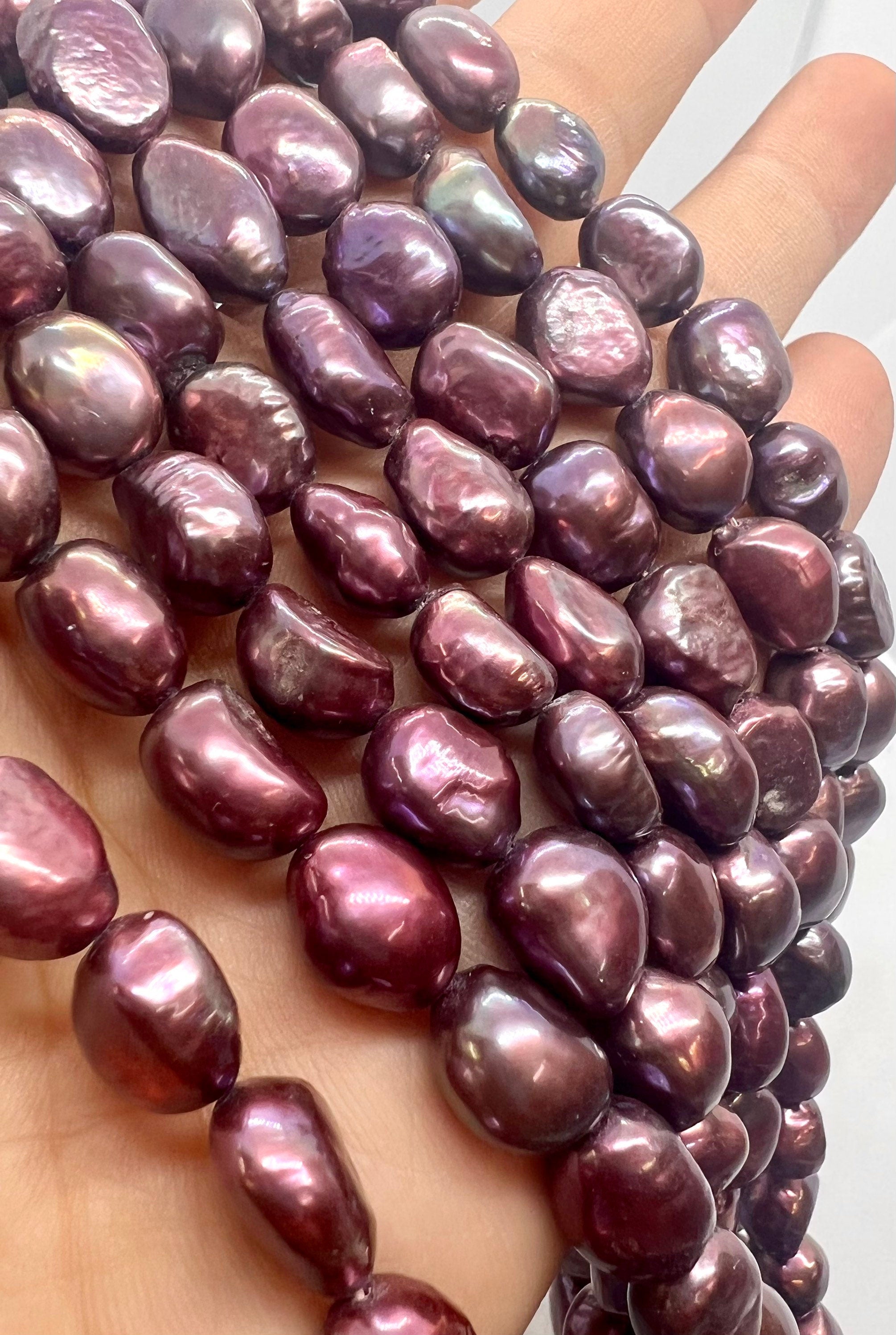 AAA 9-10mmX13mm Baroque pearl, 15" Full strand Mahogany Vintage Mulberry Wine freshwater pearl, genuine loose pearl beads New Sale #BA4021